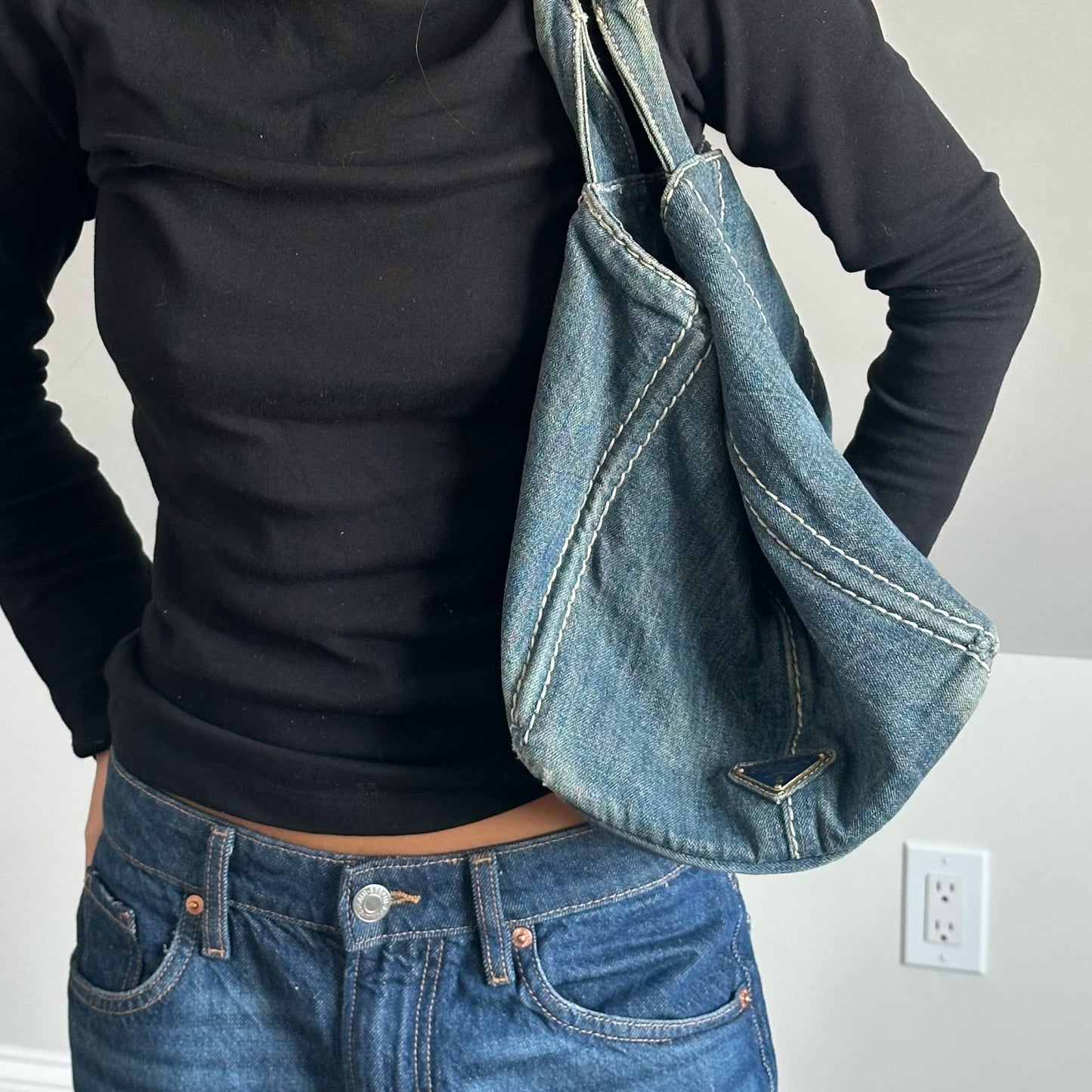 Prada Denim Slouchy Canapa Tote Bag