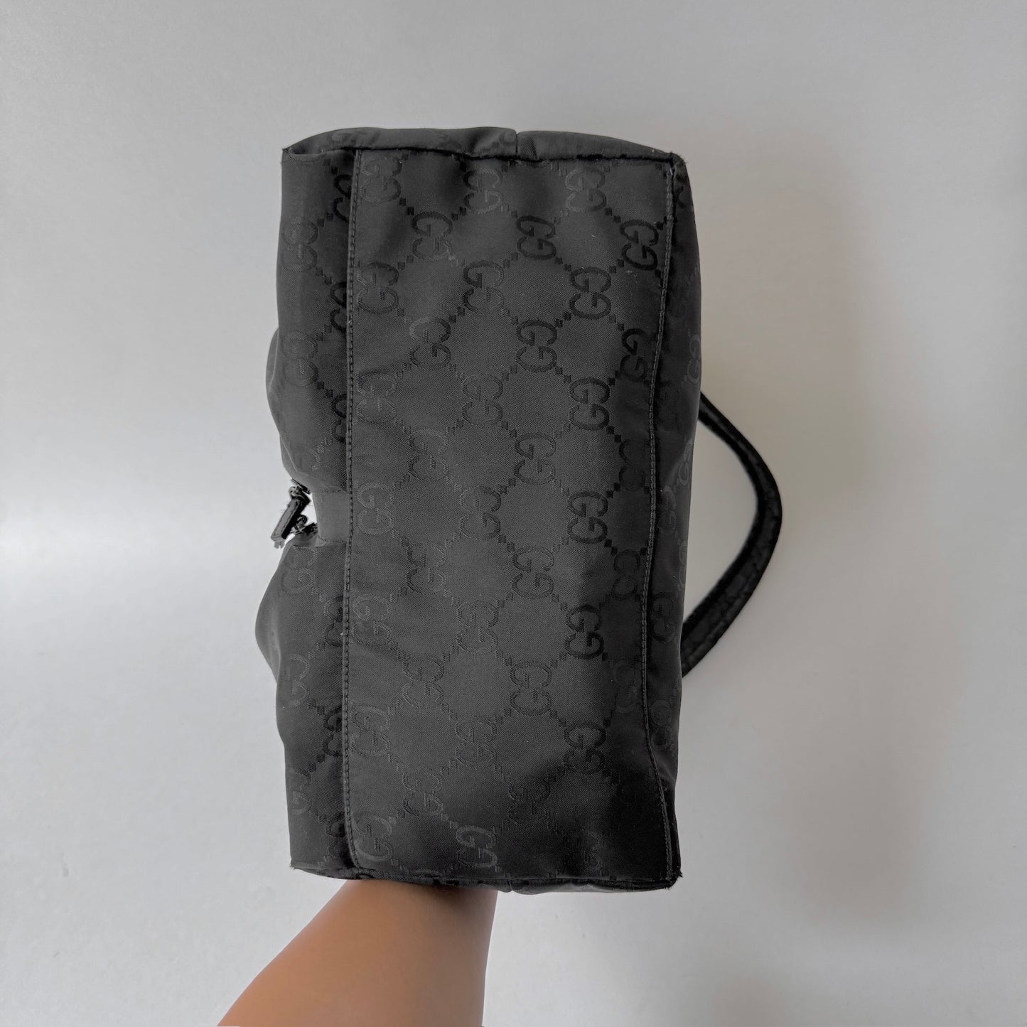 Gucci Black Canvas Monogram Double Pocket Shoulder Bag