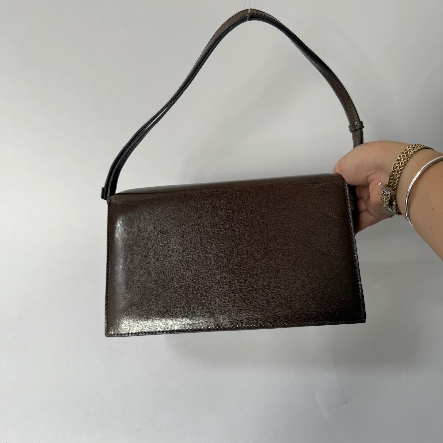 Gucci Brown Leather Pochette Bag