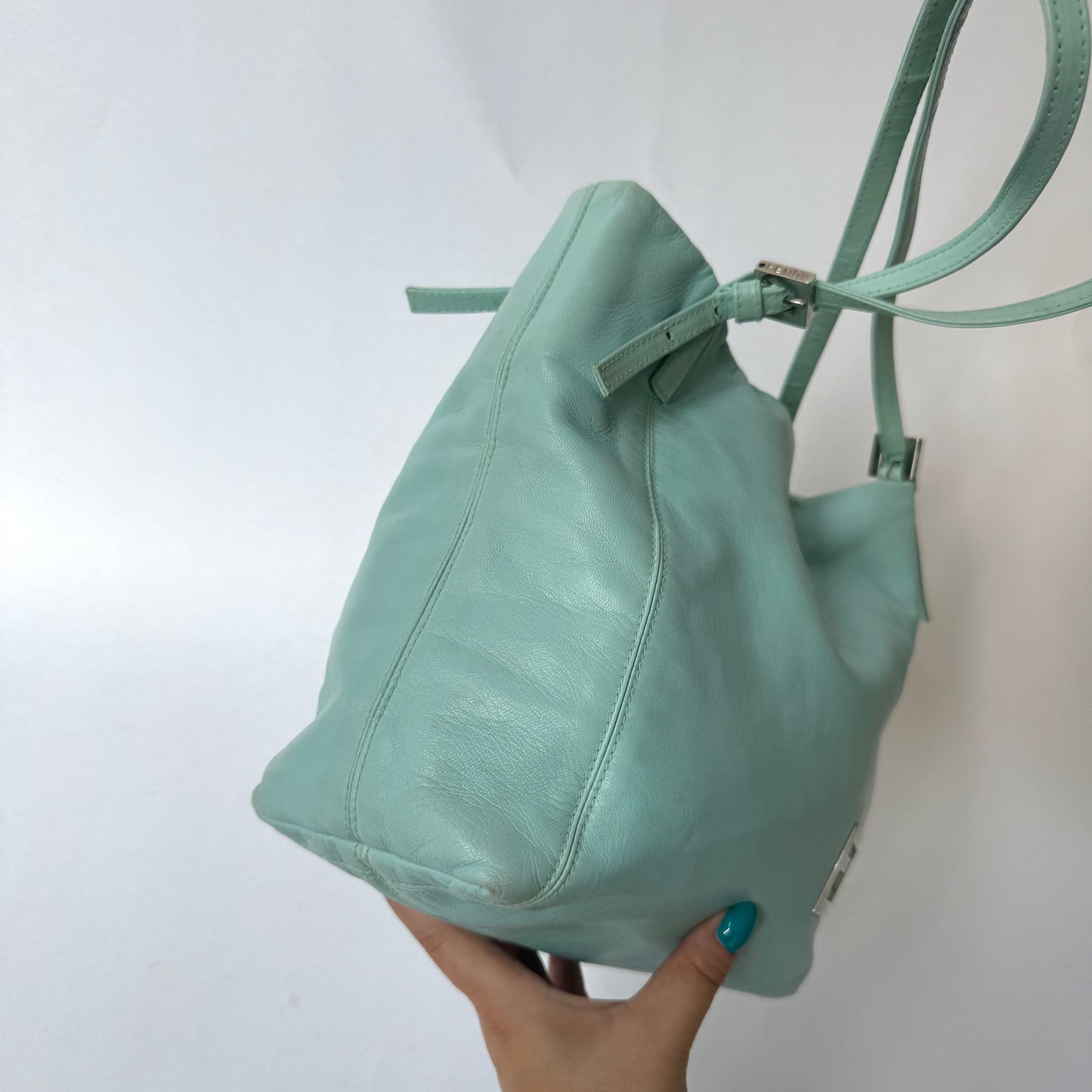 Fendi Teal Leather Shoulder Bag