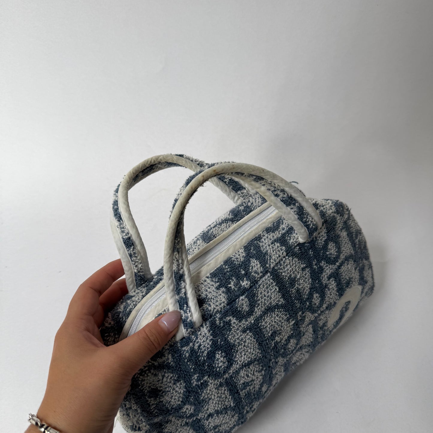 Christian Dior Blue Trotter Terry Cloth 2 Pouch