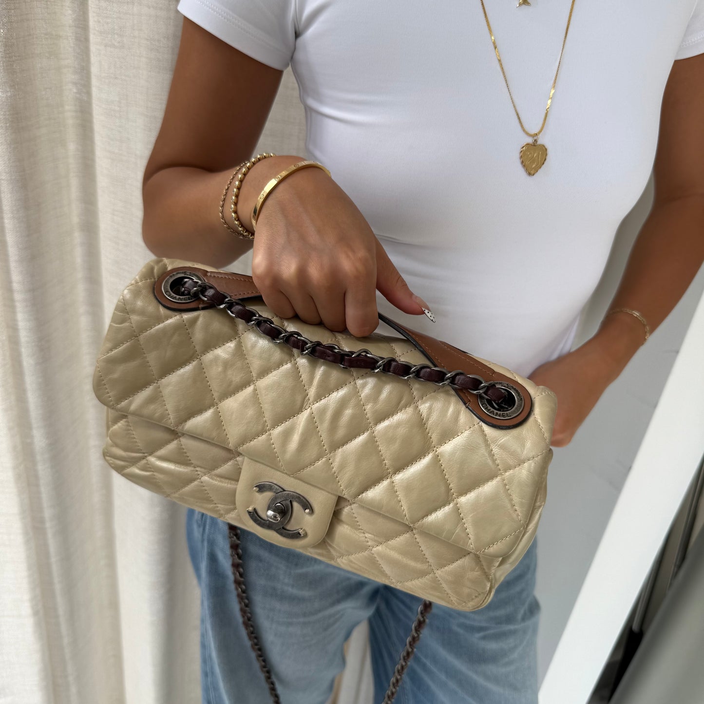 Chanel Iridescent Cream ‘In The Mix’ Matelasse 2-Way Flap