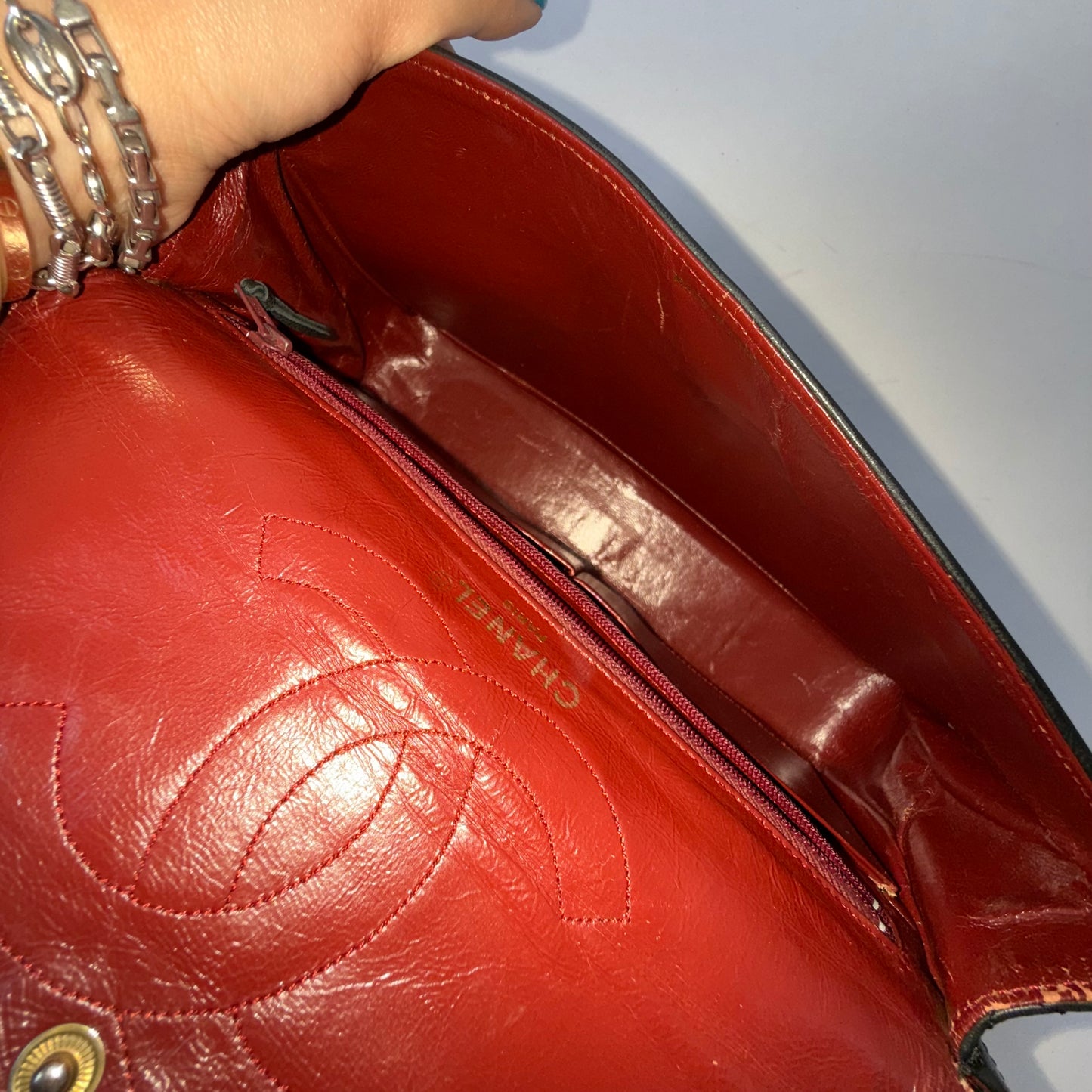 Chanel 1986 Black Lambskin Two-Tone Vintage Double Flap Bag