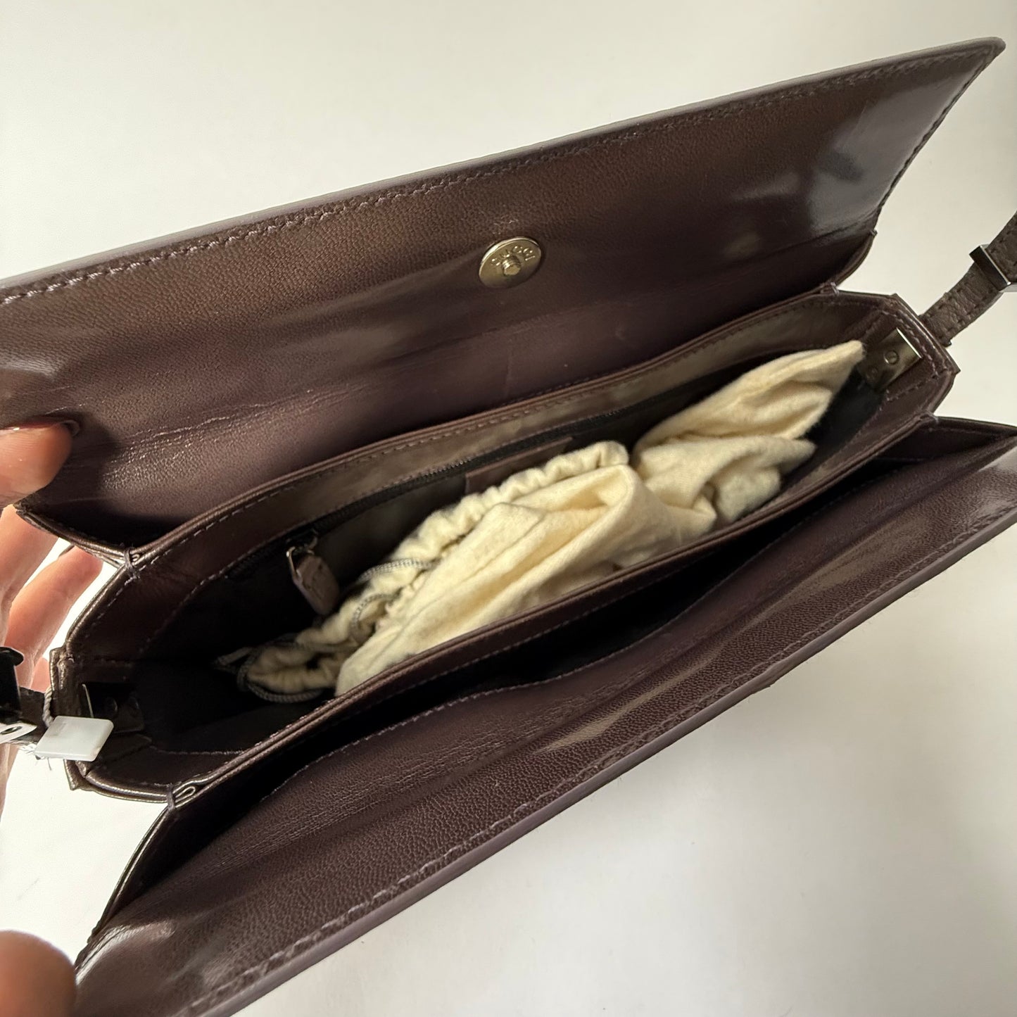 Gucci Brown Leather Pochette Bag