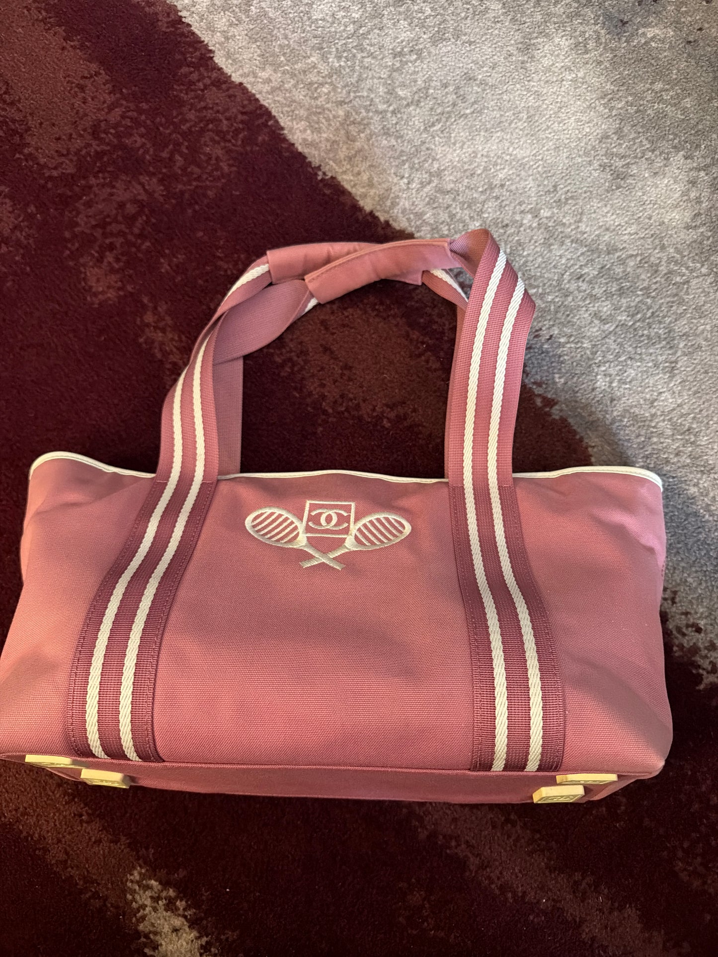 Chanel Pink Canvas Sport Ligne Embroidered Tennis Tote