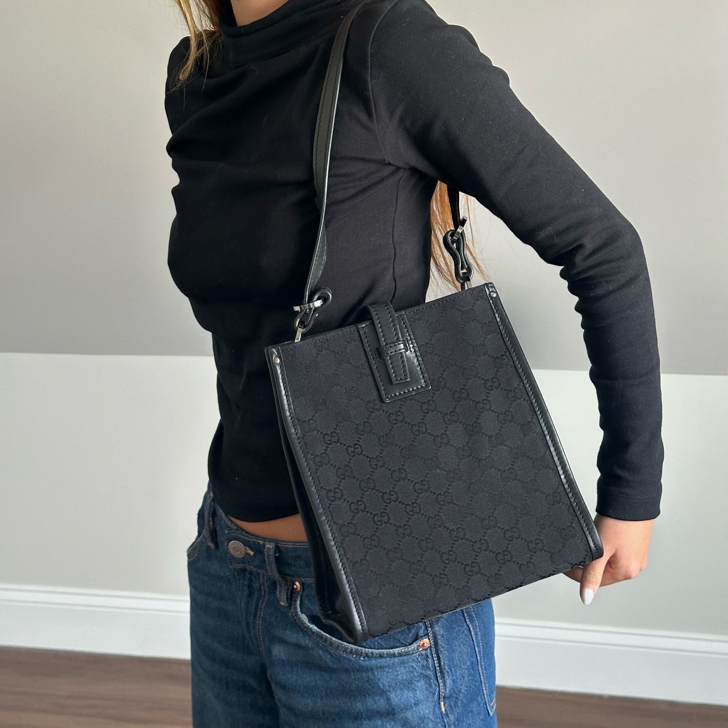 Gucci Black Canvas Shoulder Bag