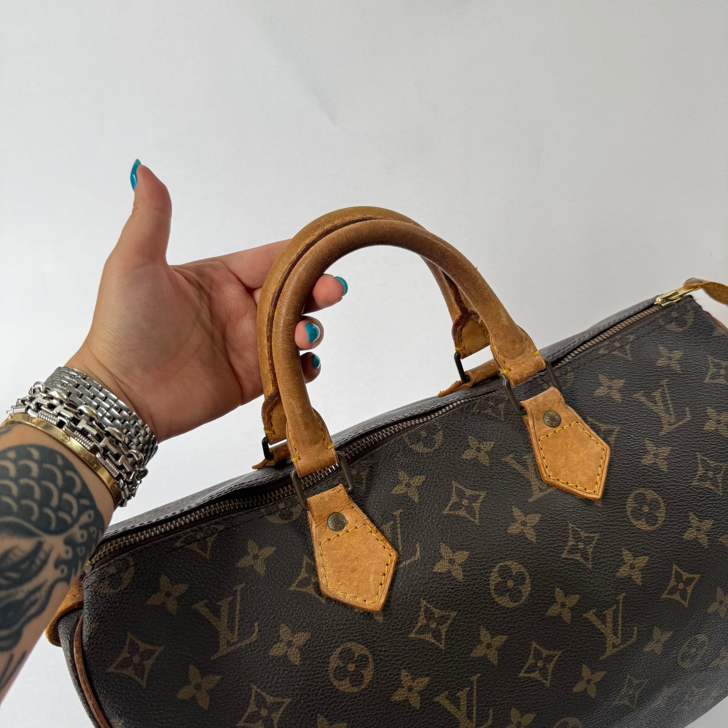 Louis Vuitton Brown Monogram Speedy 35 Boston Bag