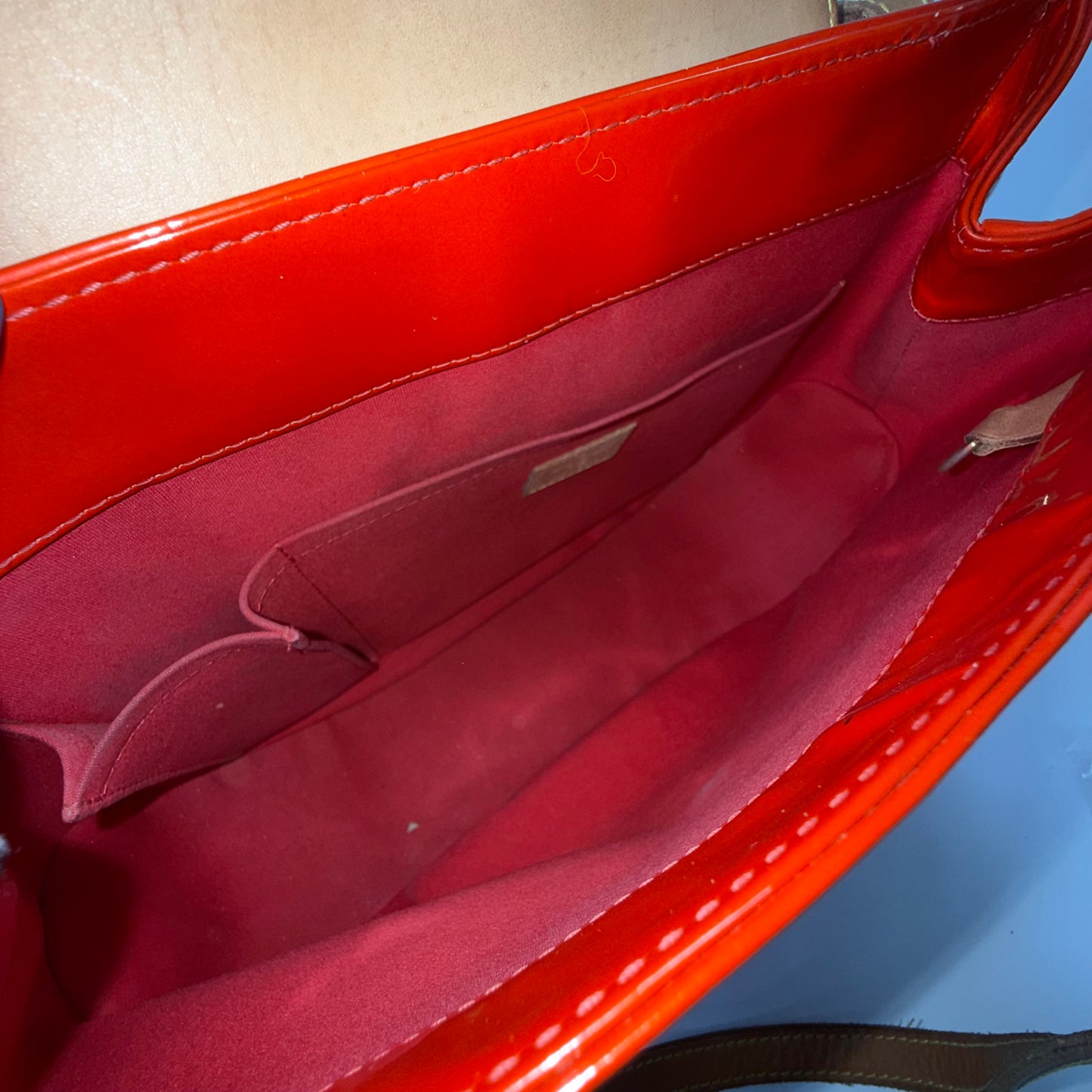 Louis Vuitton Red Vernis Biscayne Bay GM Bag Rouge