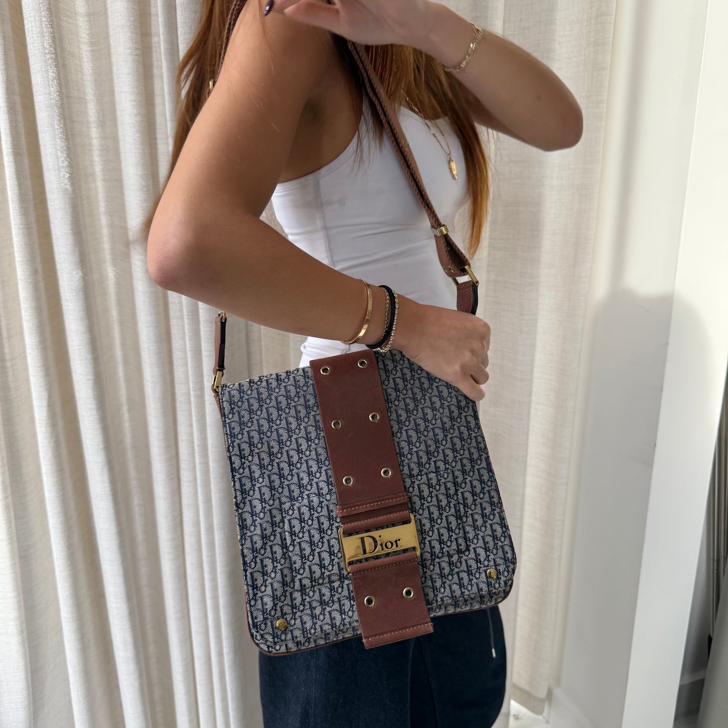 Christian Dior Brown Oblique Canvas Street Chic Shoulder Bag