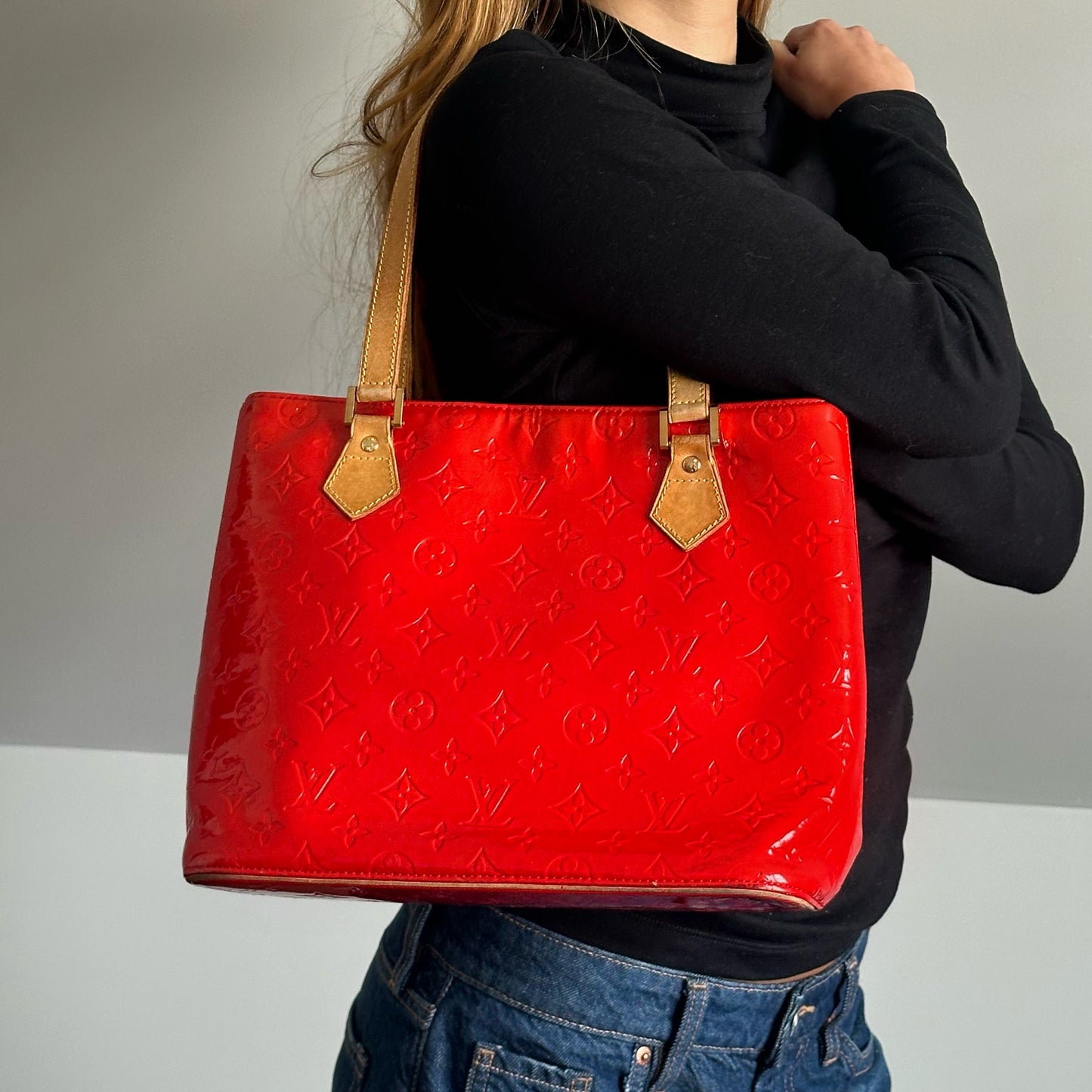 Louis Vuitton 2000 Red Vernis Houston Shoulder Bag