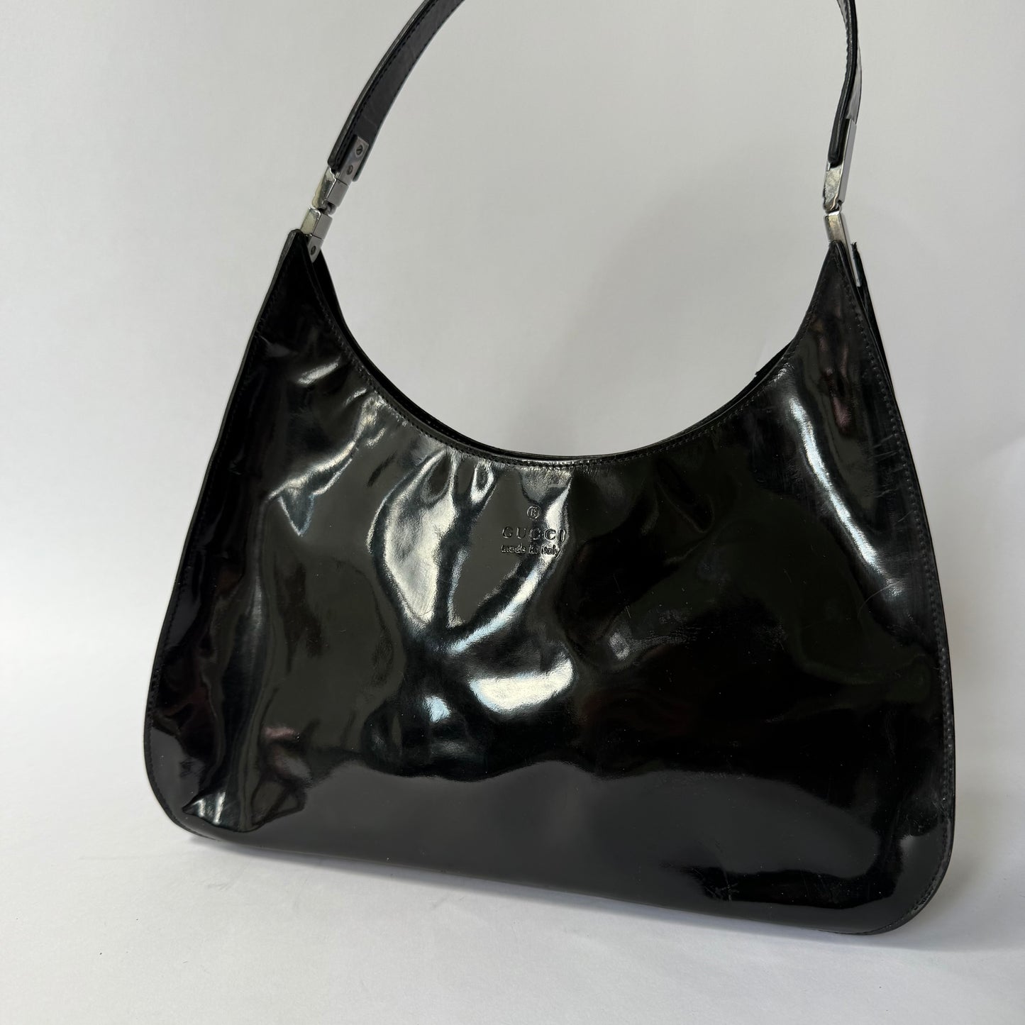 Gucci Black Patent Leather Simple Shoulder Bag