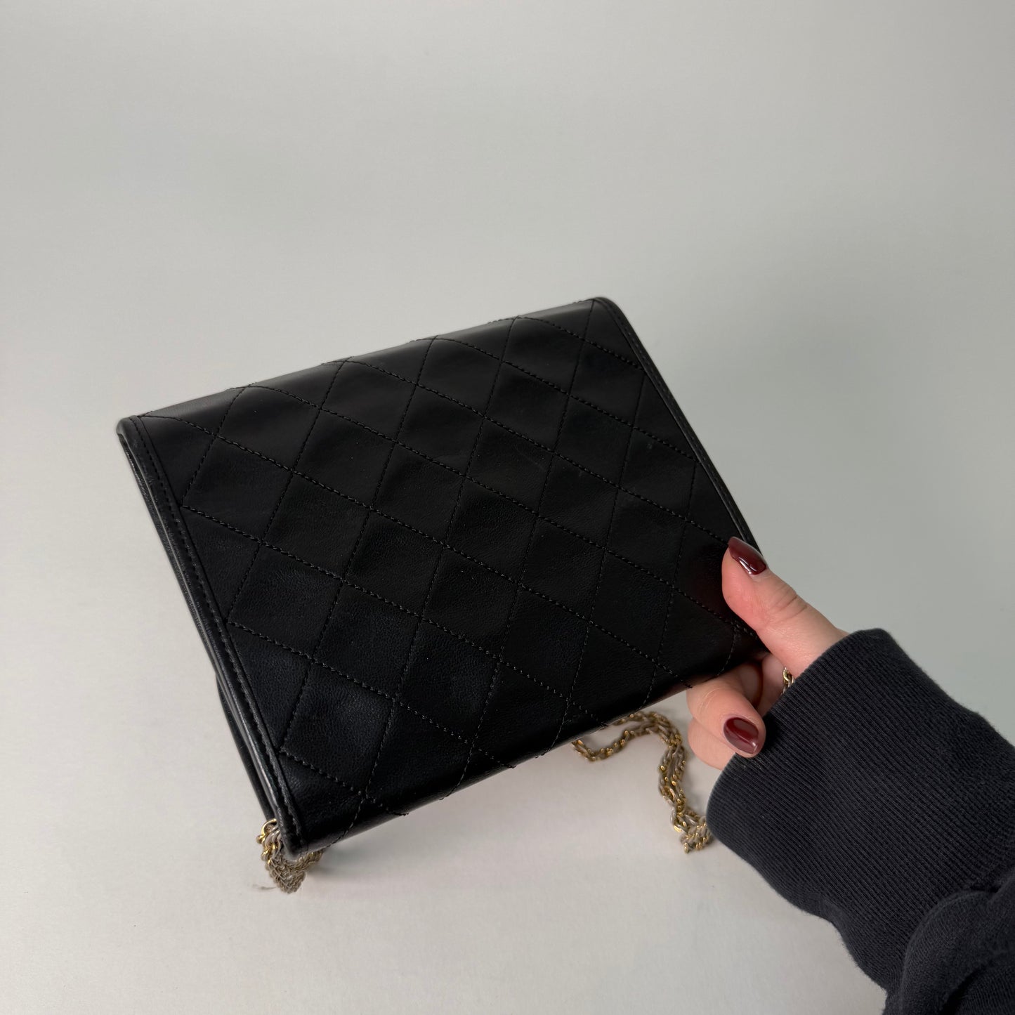 Chanel 1989 Black Lambskin Vintage Gabrielle Flap Crossbody Bag 24K GPHW