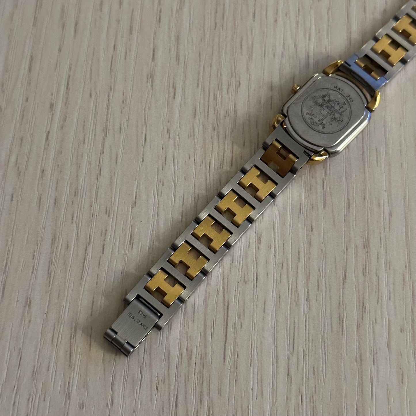 Hermes Dainty Rallye Two-Tone Cream Dial Oval Tank Watch