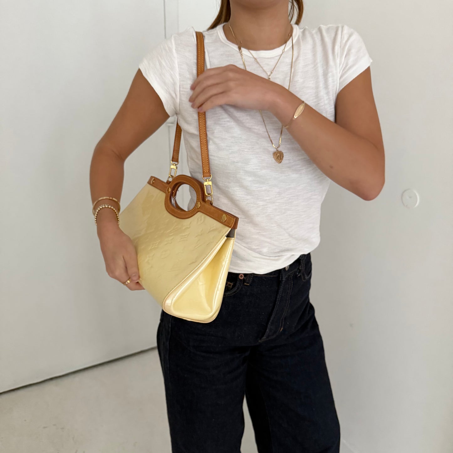 Louis Vuitton Yellow Vernis Roxbury Hand Bag