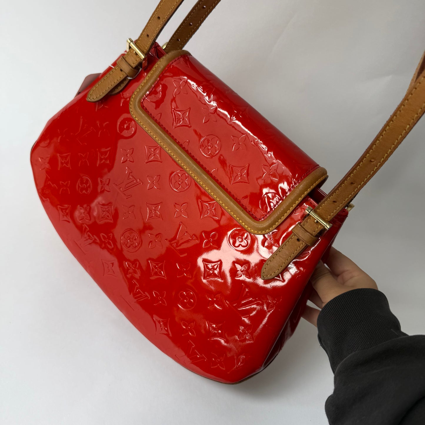 Louis Vuitton Red Vernis Biscayne Bay GM Bag Rouge