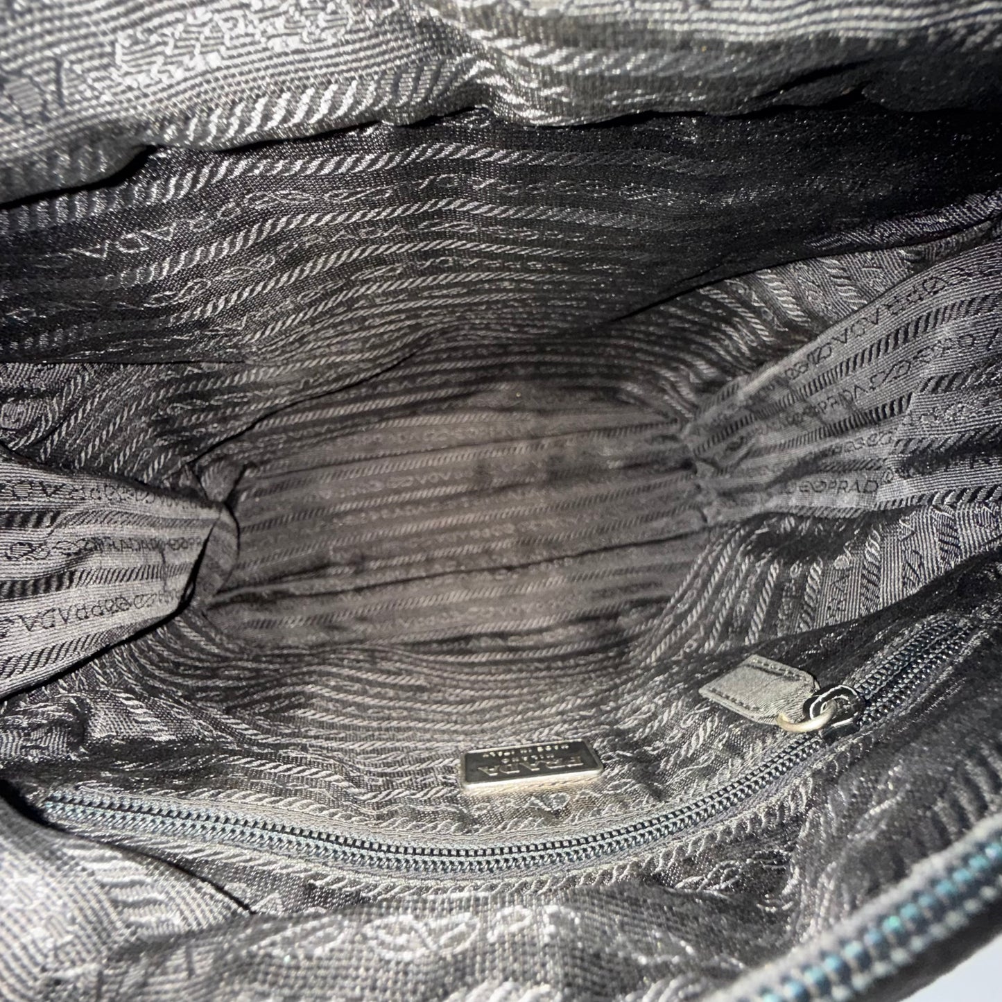 Prada Black Nylon Chain Handle Shoulder Tote Bag