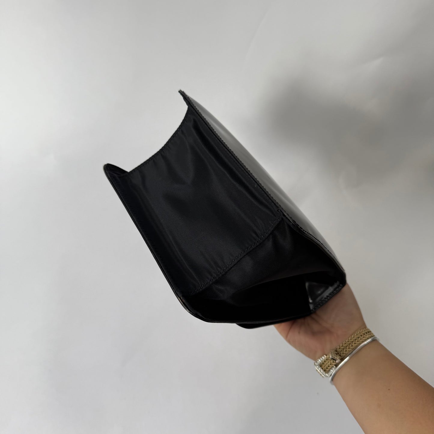Prada Black Patent Leather Top Handle Bag