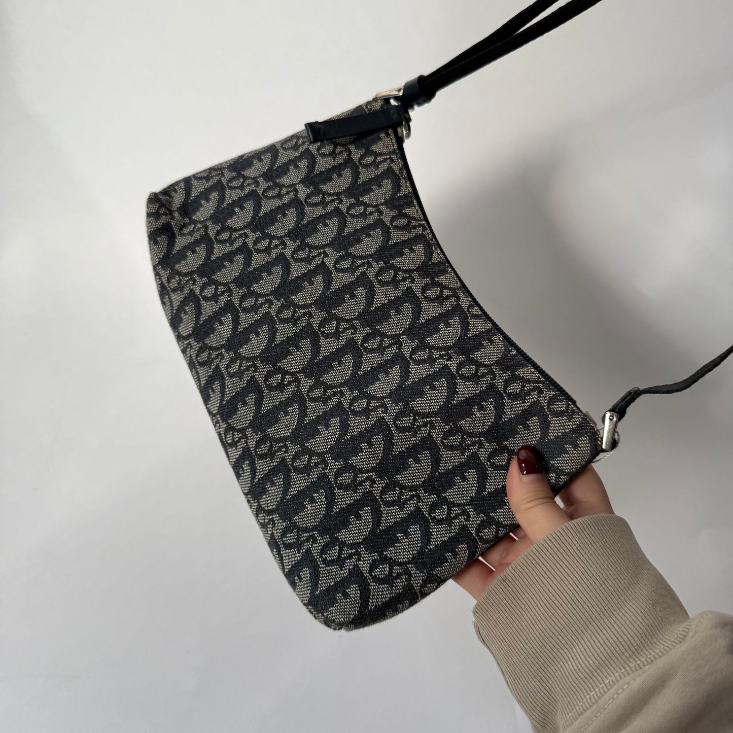 Christian Dior Navy Trotter Monogram Pochette Bag