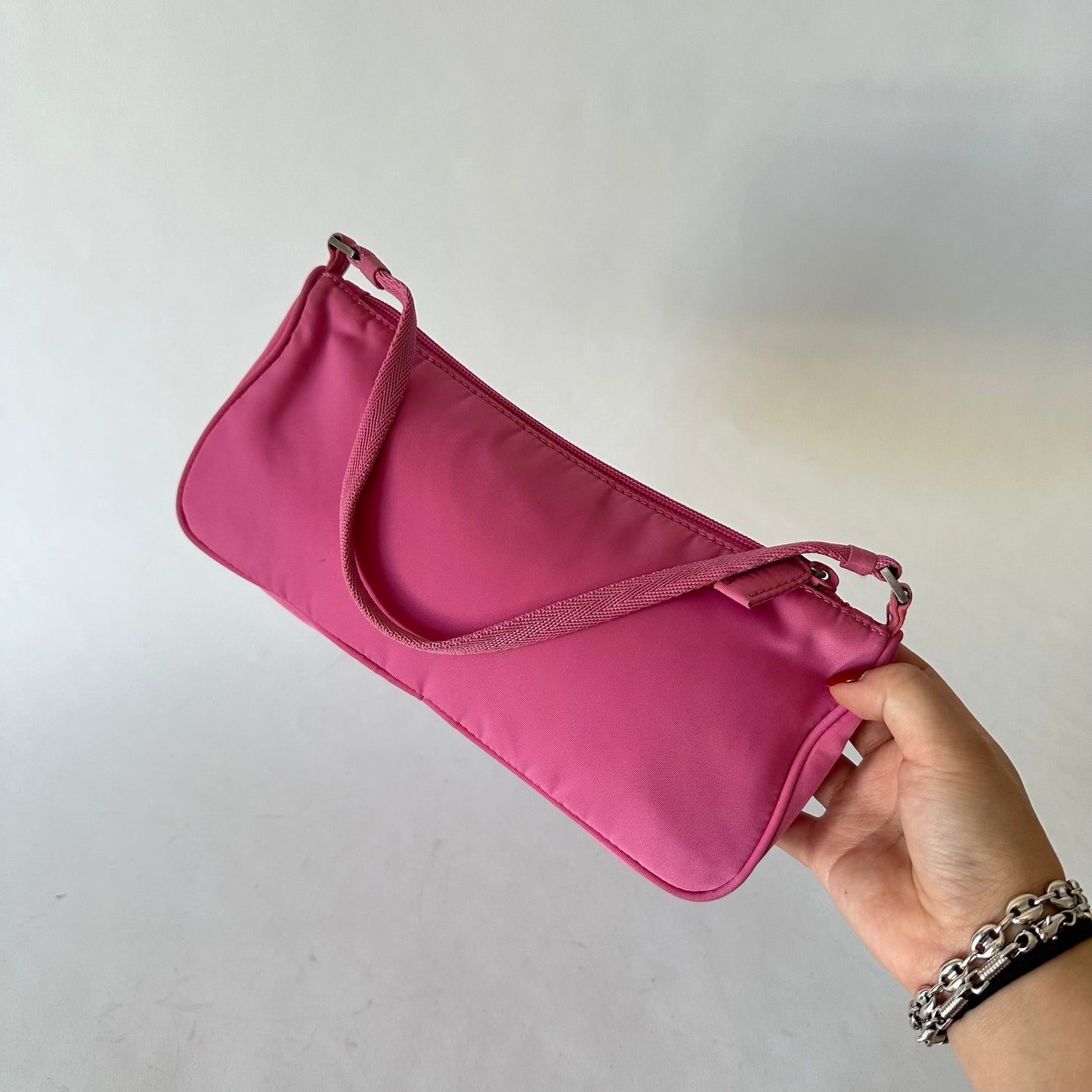 Prada Pink Nylon Pochette Bag