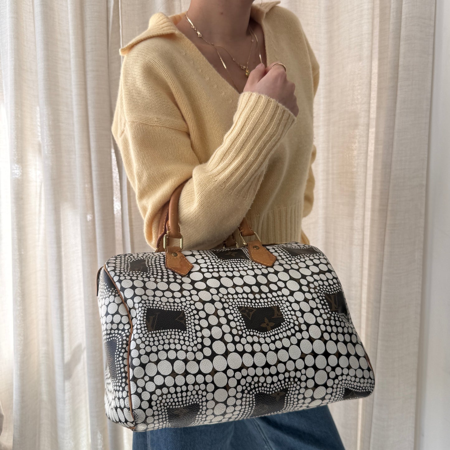 Louis Vuitton x Yayoi Kusama 2012 White Dot Speedy 30 Bag