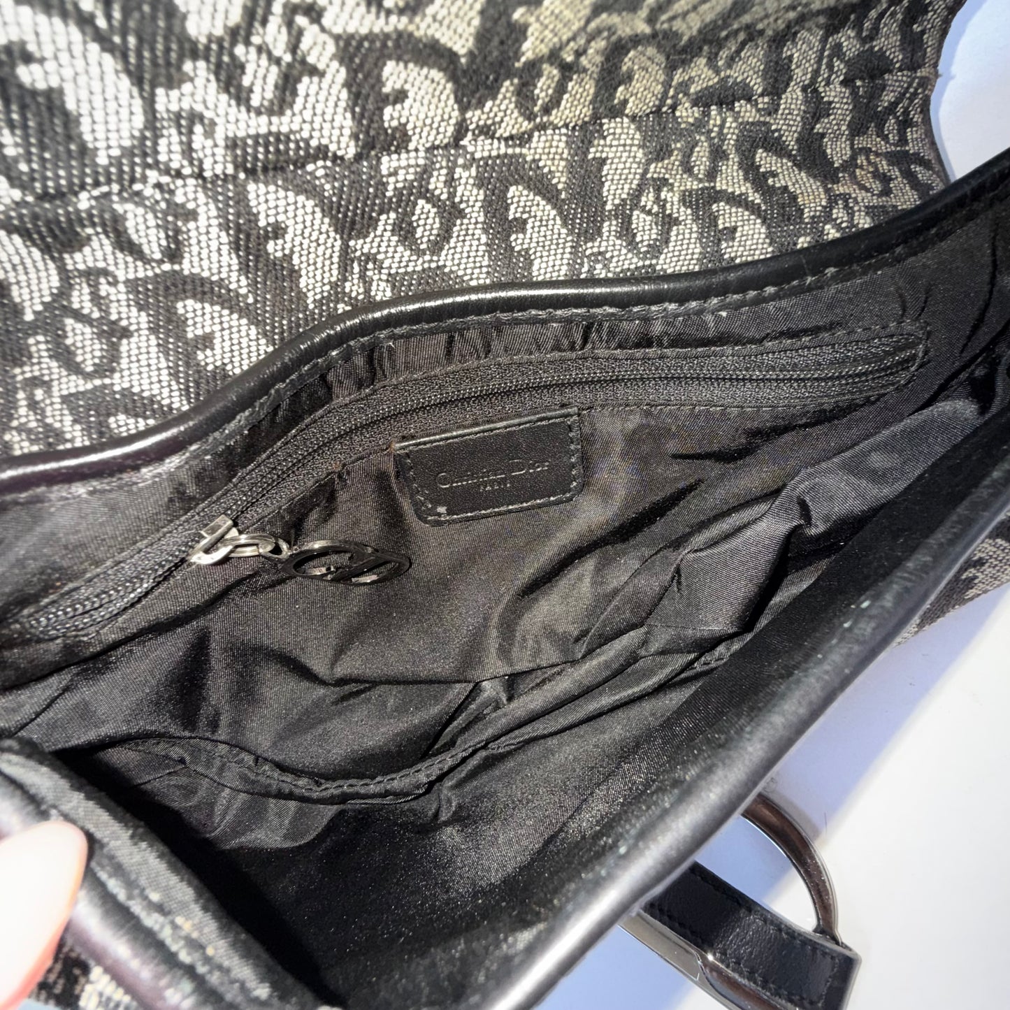 Christian Dior Black Trotter Monogram Saddle Bag
