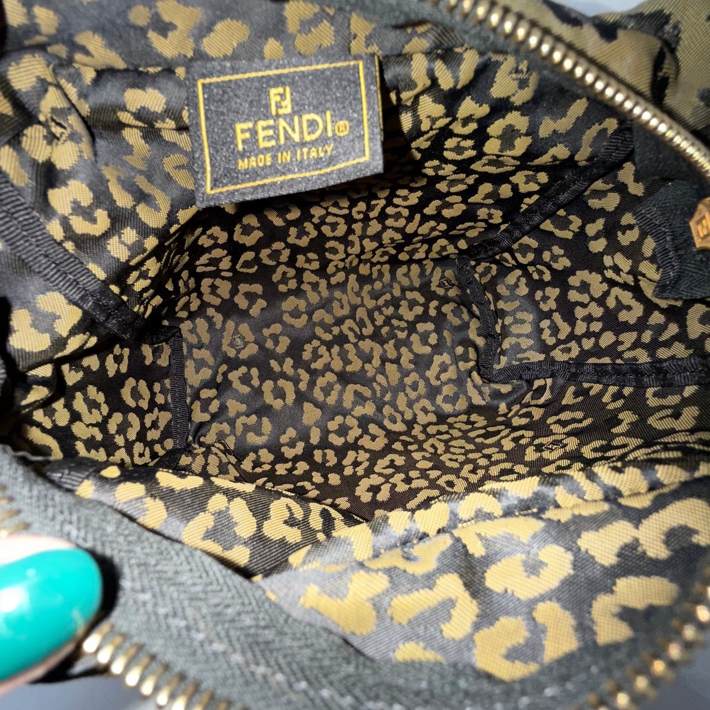 Fendi Brown Leopard Canvas Top Handle Tote