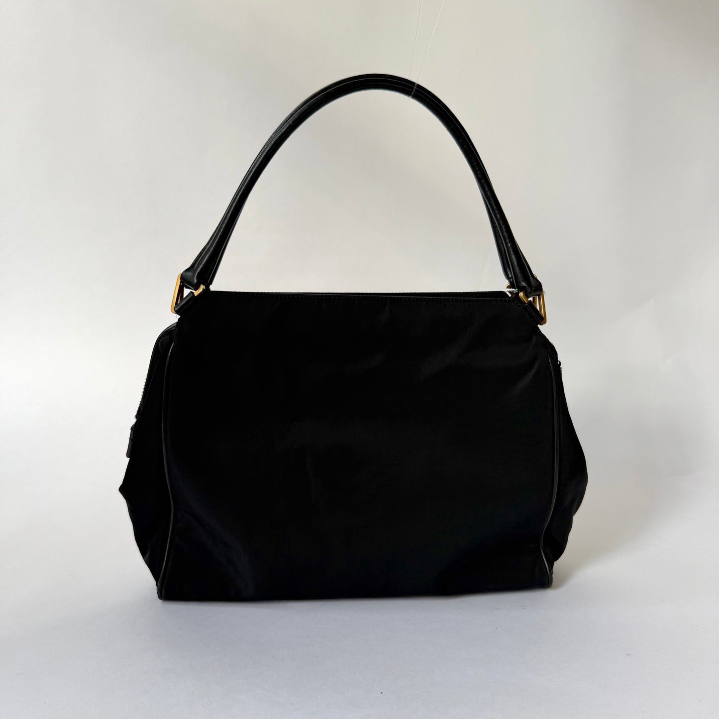 Prada Black Nylon Medium Shoulder Bag w/ Gold Hardware
