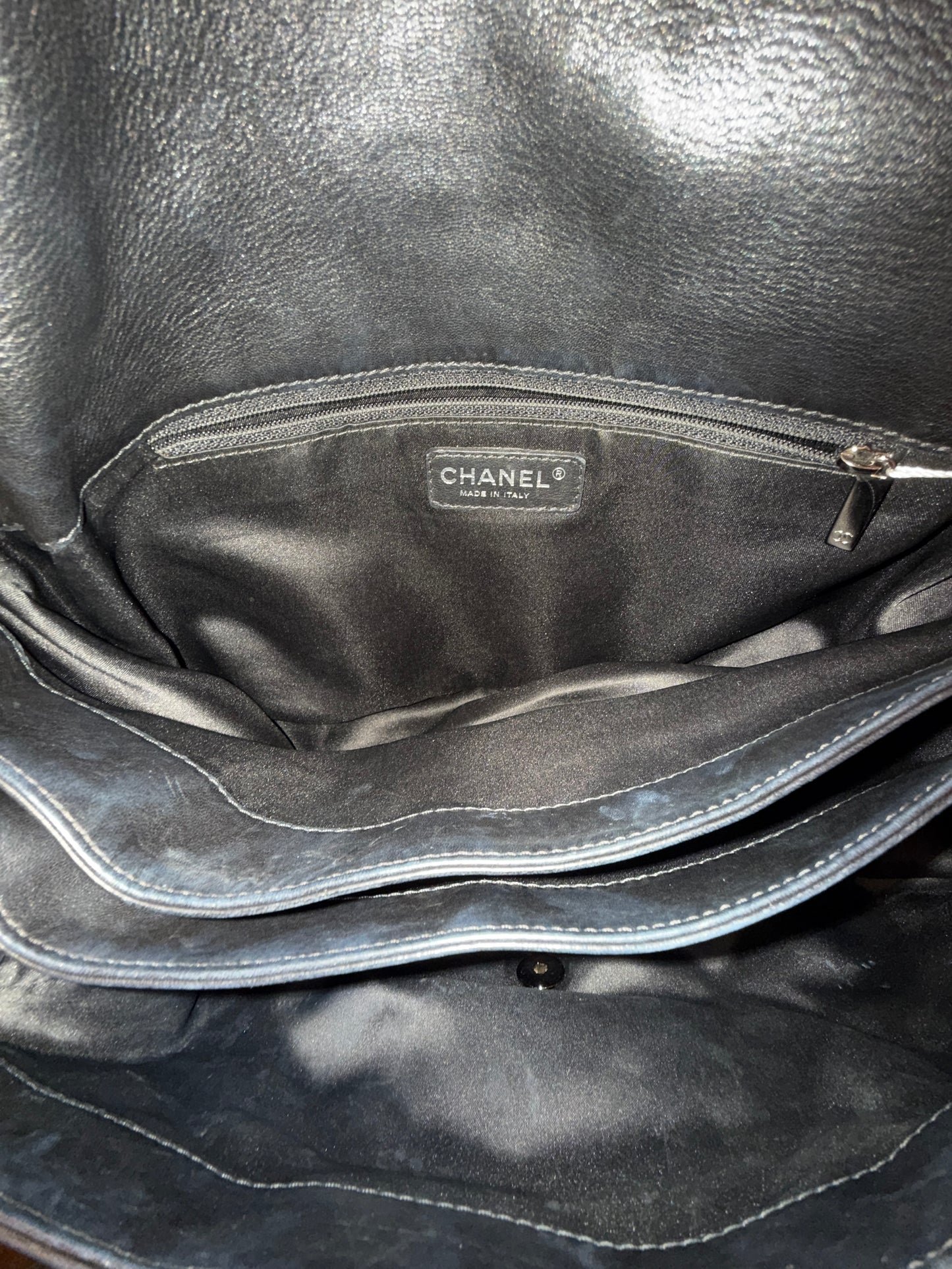Chanel Black Calfskin Leather Bubble Quilted Accordion Flap SHW