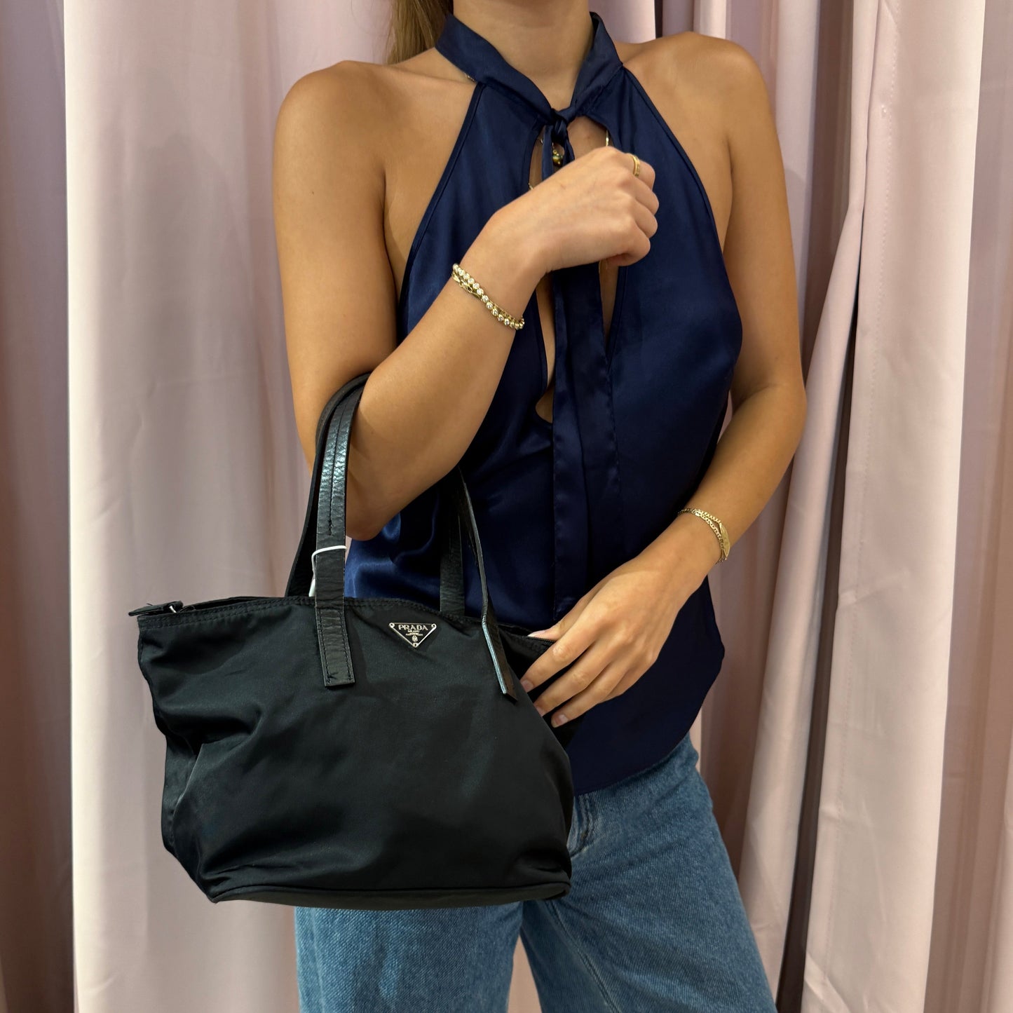 Prada Black Nylon Top Handle Bag