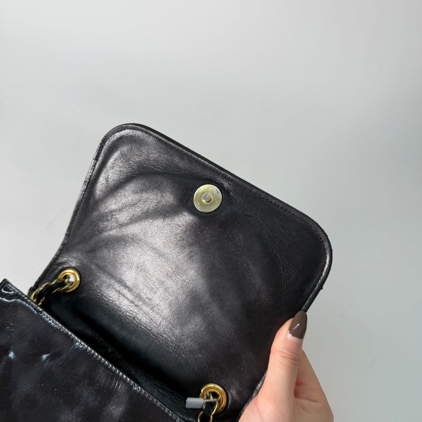 Chanel 2006 Black Patent Leather CC Camera Bag