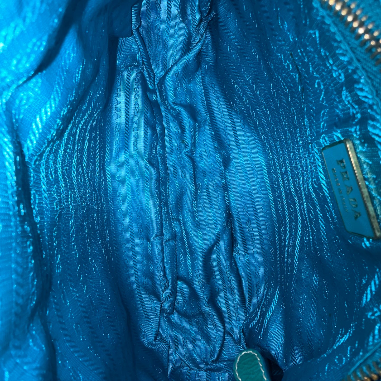 Prada Teal Nylon Puffy Top Handle Bag