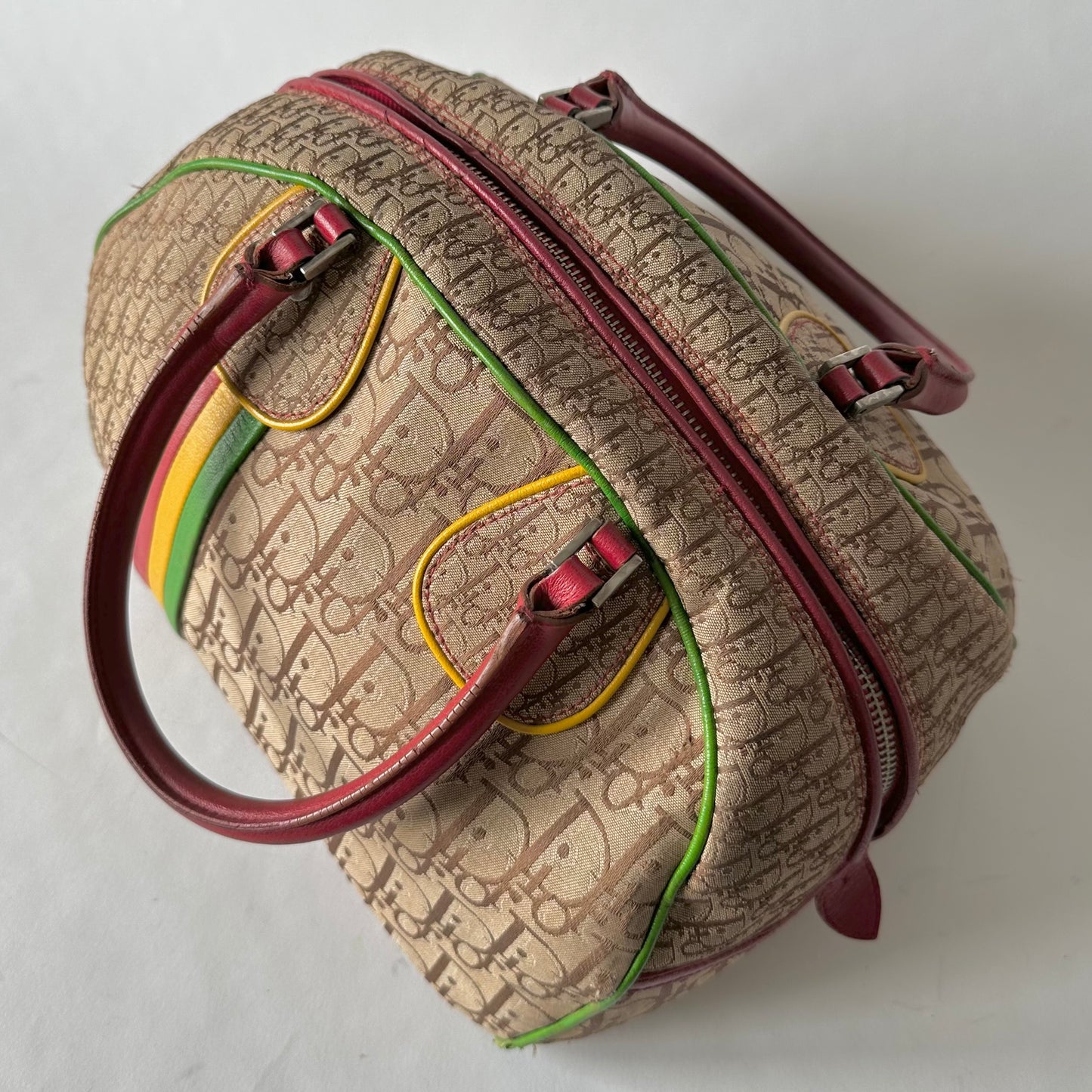 Christian Dior John Galliano Rasta Collection Monogram Trotter Bowler Bag