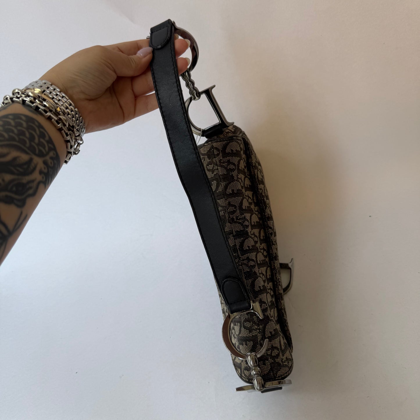 Christian Dior Black Trotter Monogram Saddle Bag