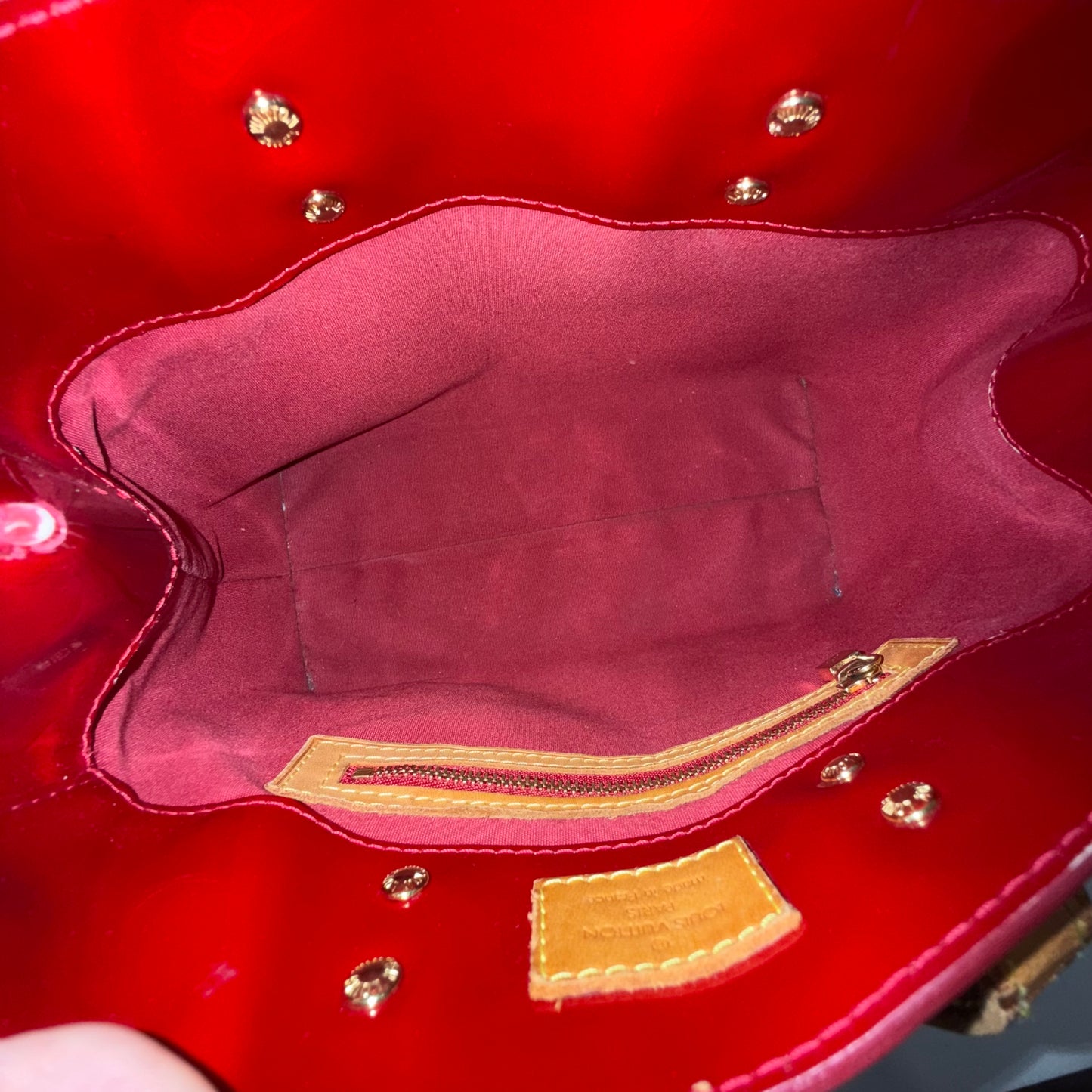 Louis Vuitton Red Vernis Patent Leather Reade PM Mini Tote Bag