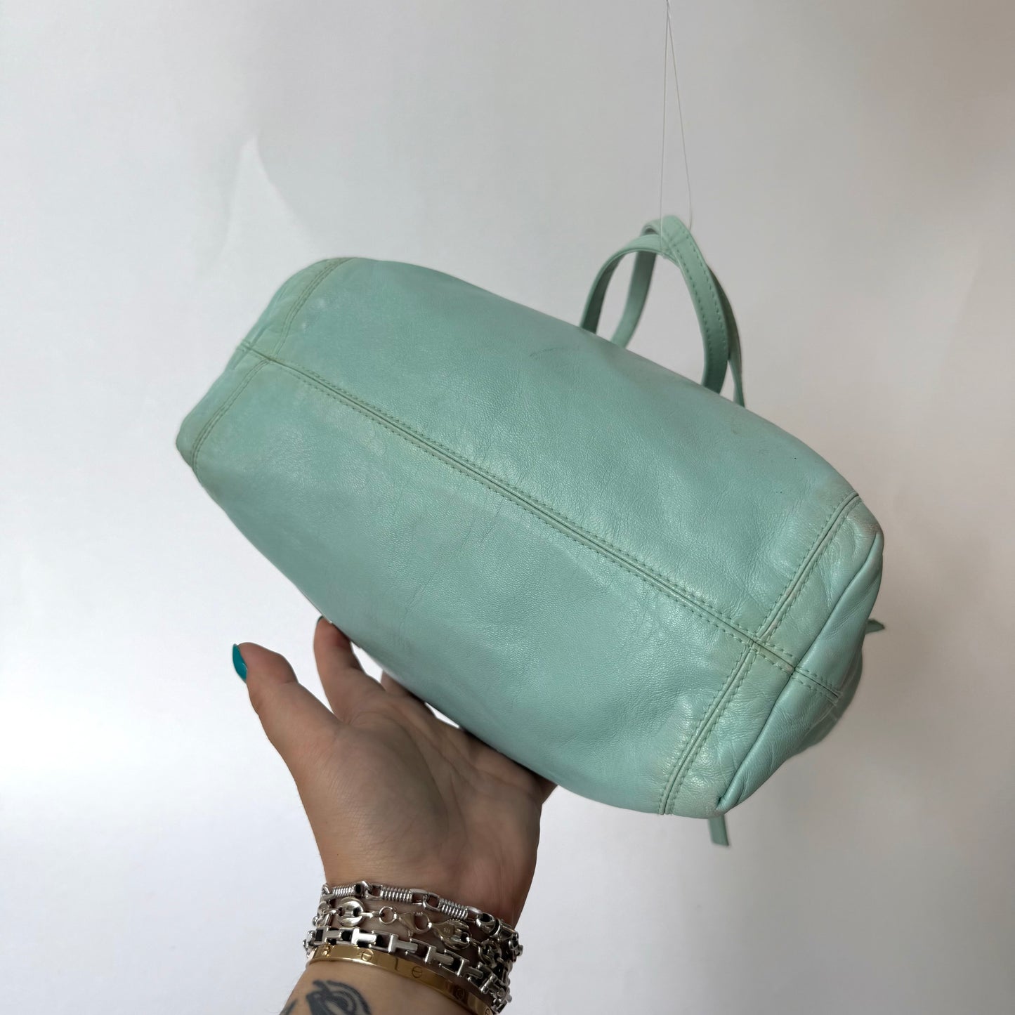Fendi Teal Leather Shoulder Bag