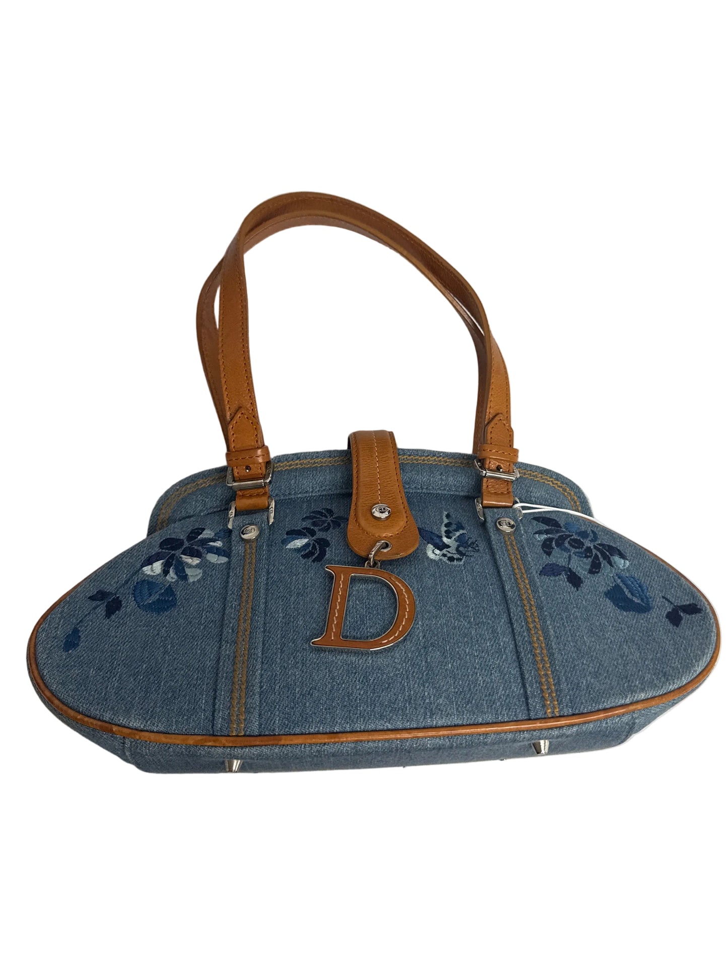 Christian Dior Denim Embroidered & Leather Trim Detective Satchel