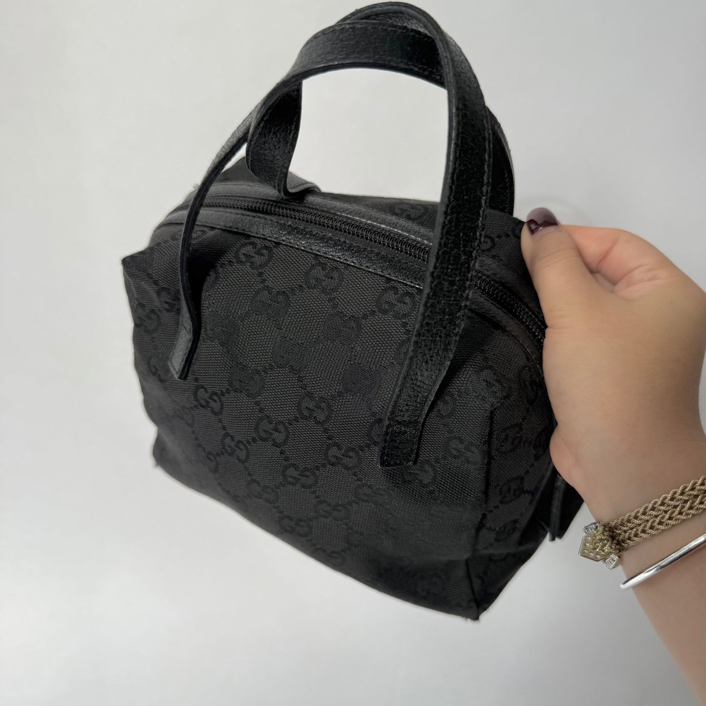 Gucci Black Monogram Top Handle Tote Bag