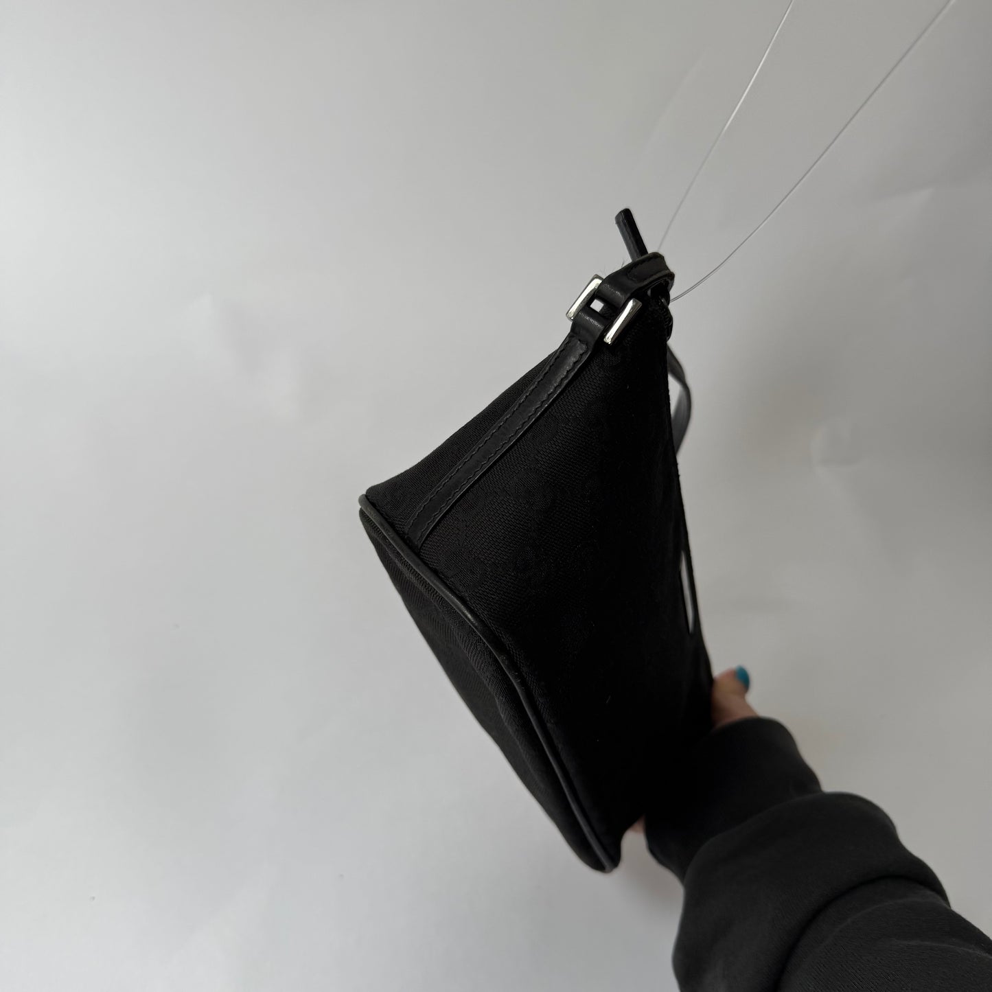Gucci Black GG Monogram Boat Pochette Mini Bag