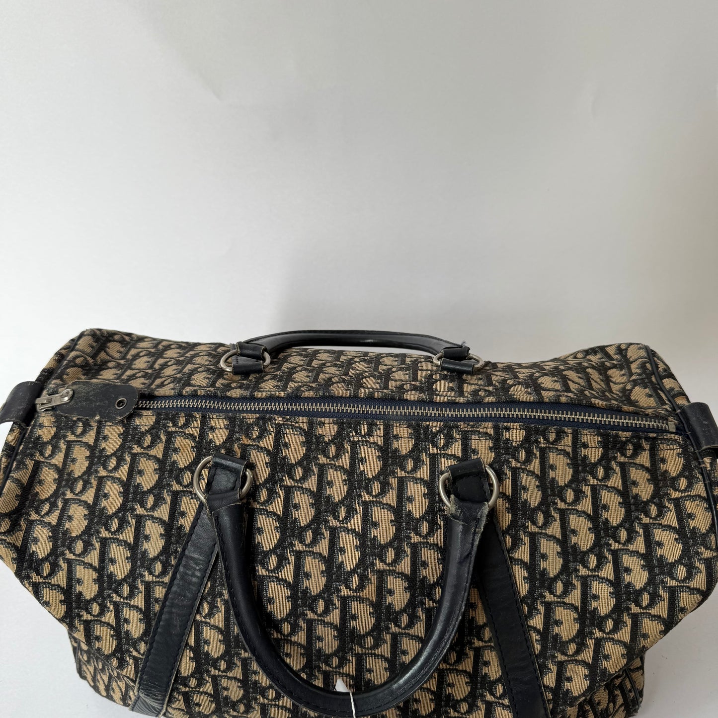 Christian Dior Navy Trotter Large Weekender Boston Bag