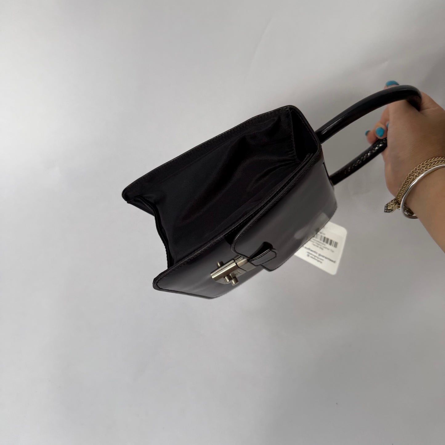 Prada Black Patent Leather Top Handle Bag