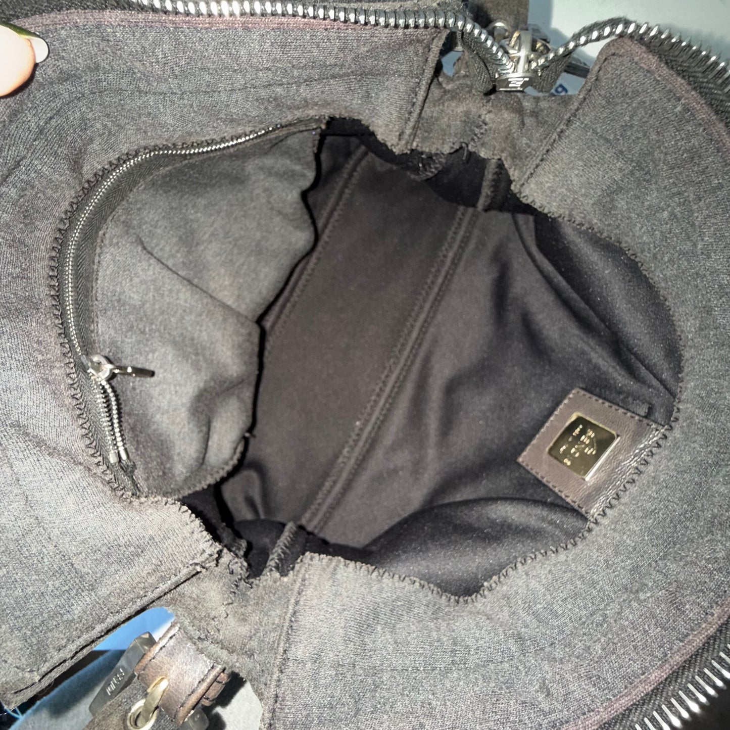 Fendi Gray Wool Mamma Baguette Shoulder Bag