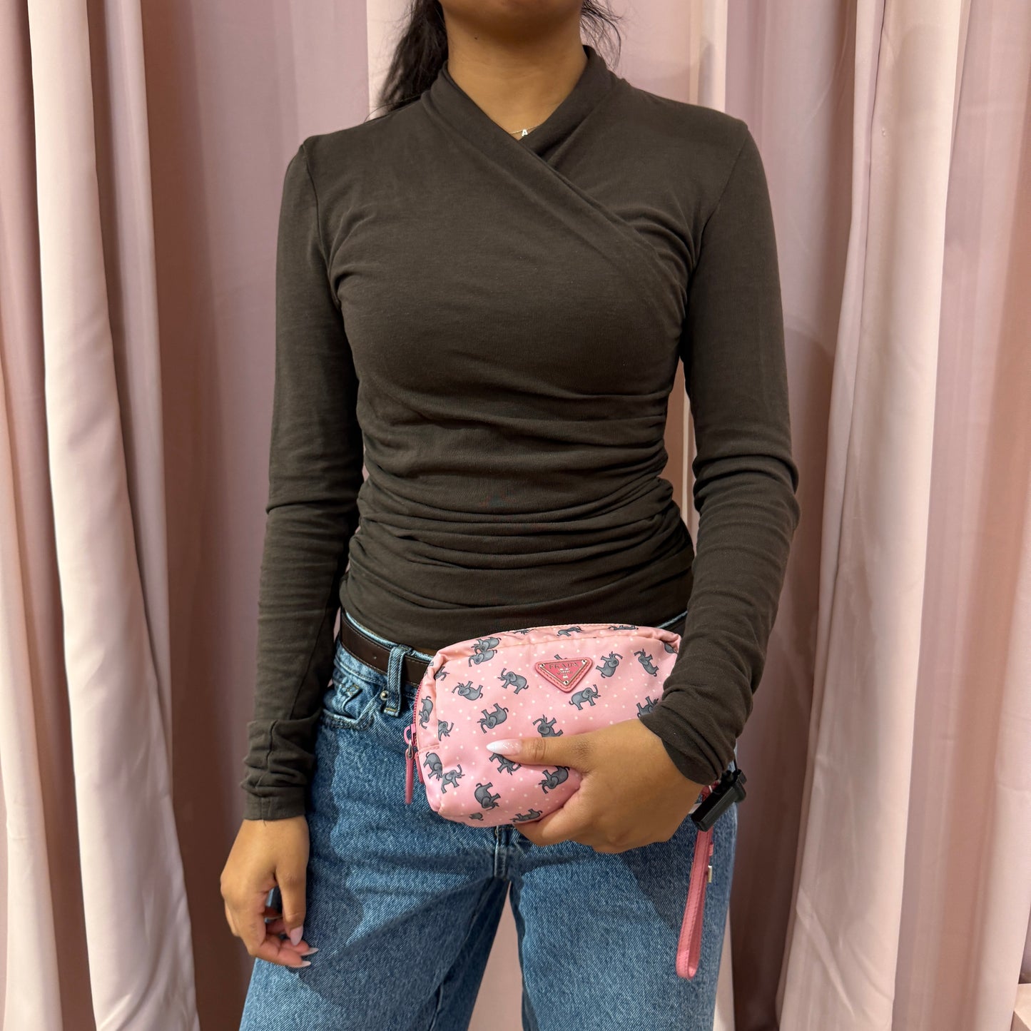 Prada Pink Nylon Elephant Pouch
