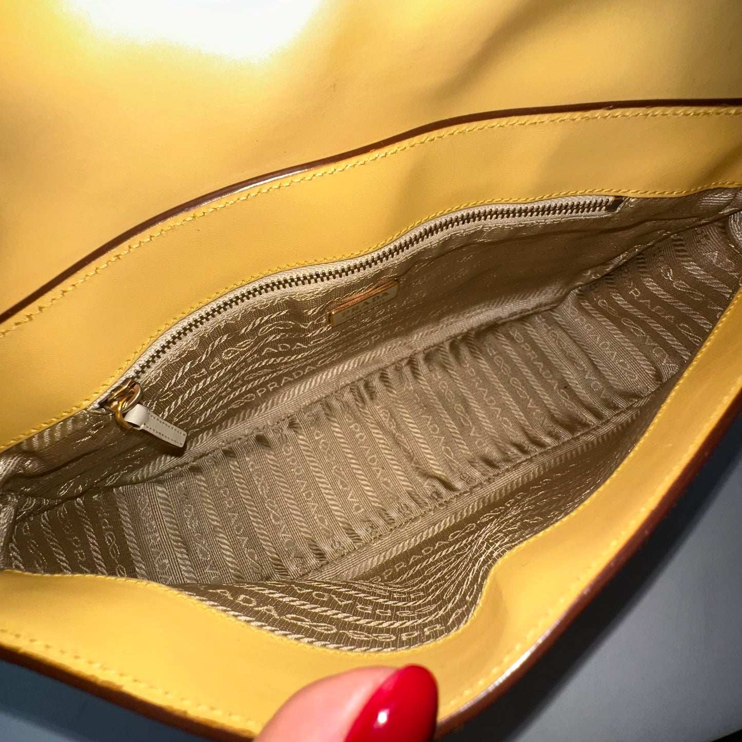 Prada Yellow Patent Leather Shoulder Bag