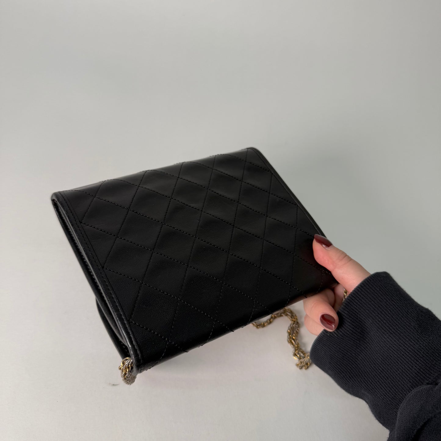 Chanel 1989 Black Lambskin Vintage Gabrielle Flap Crossbody Bag 24K GPHW