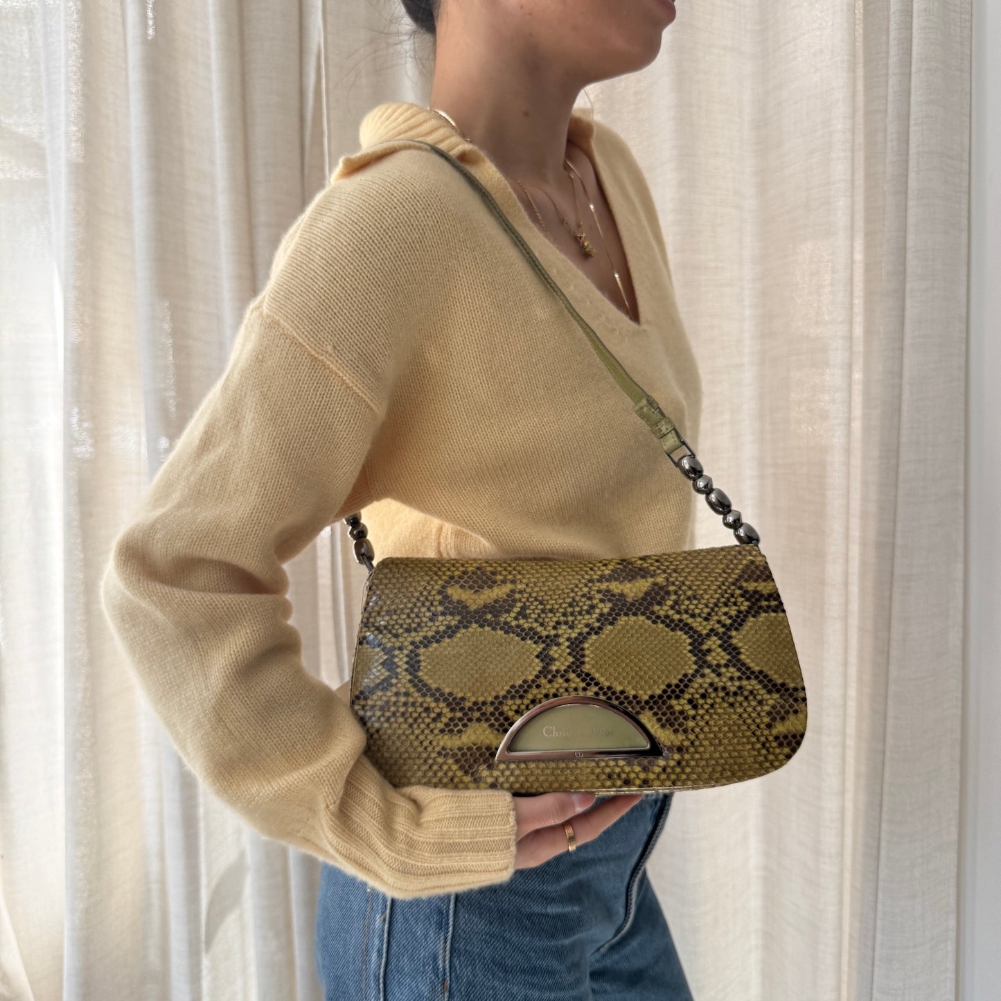 Christian Dior Multicolored Python Leather Malice Shoulder Bag