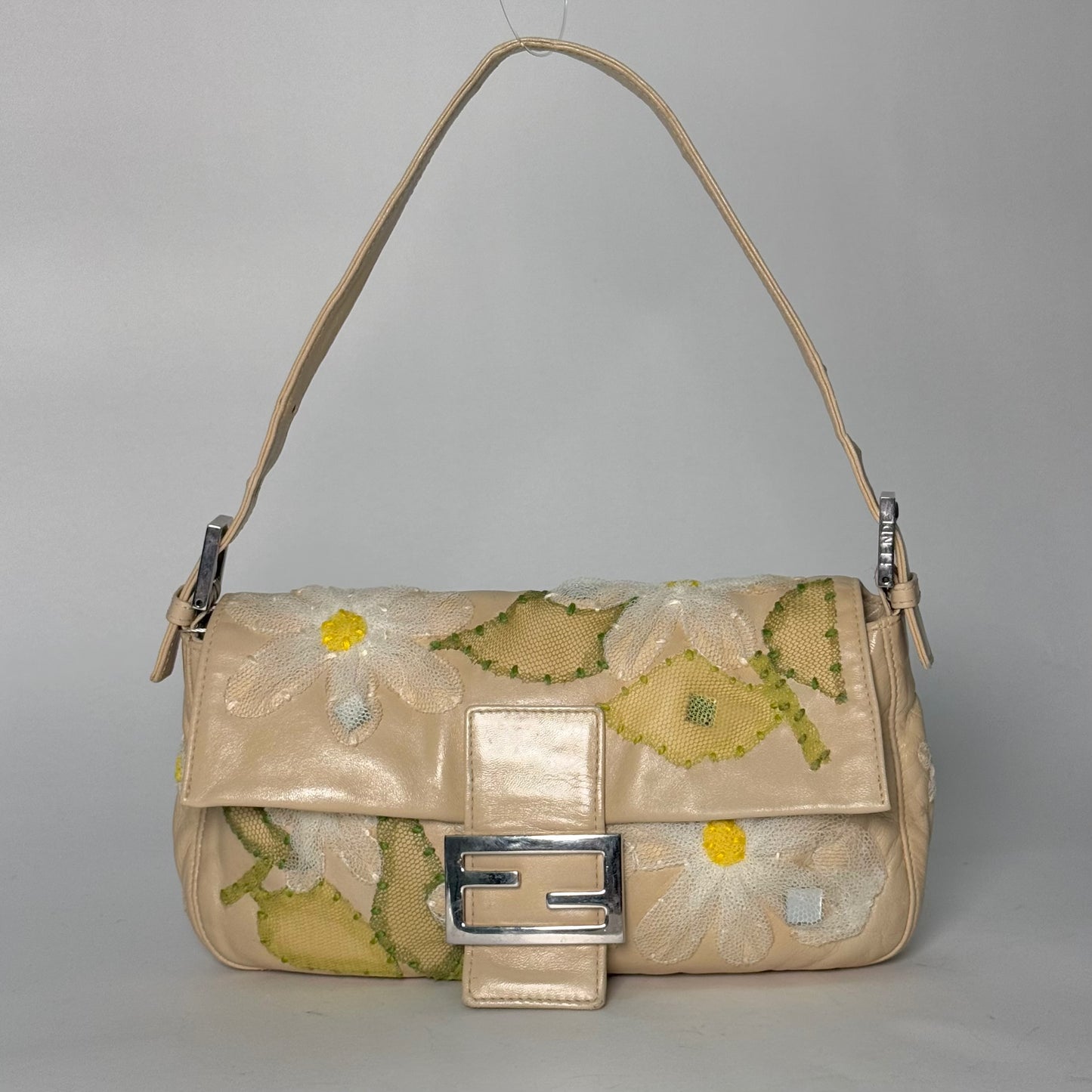 Fendi Baby Yellow Floral Baguette Bag
