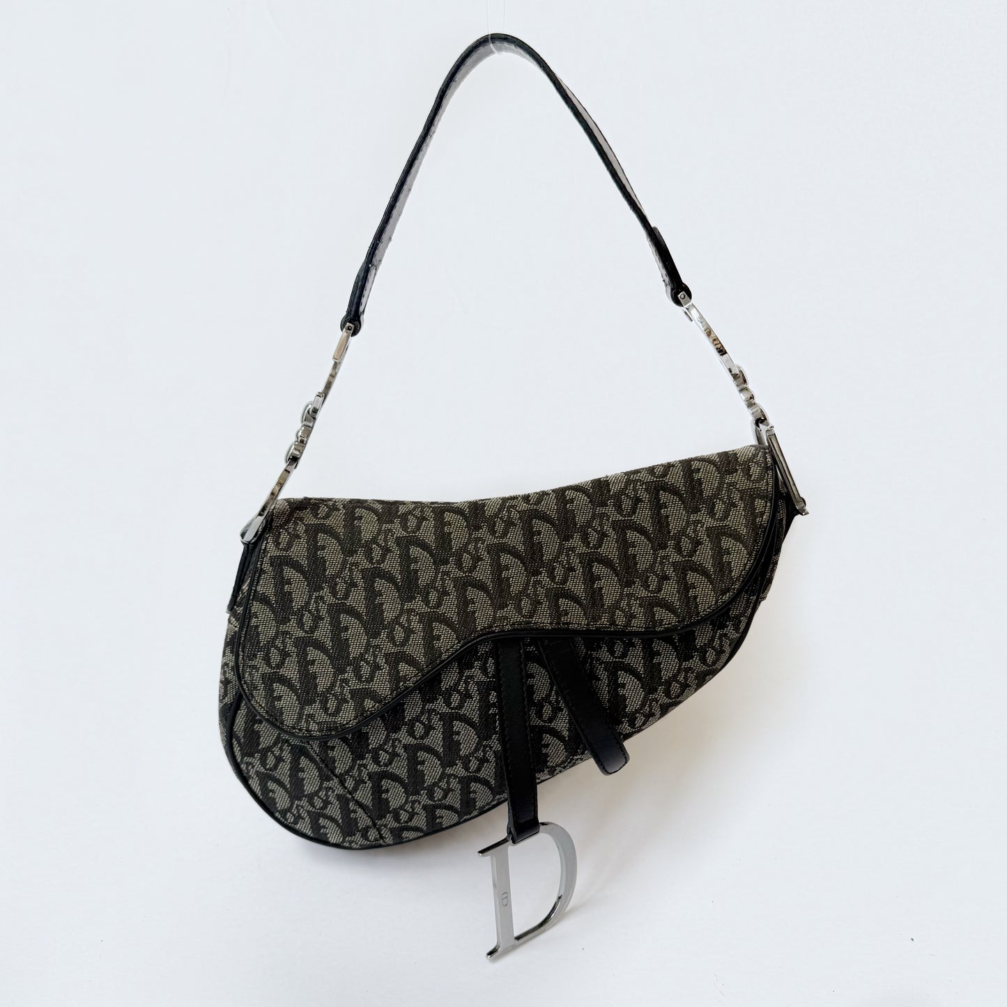 Christian Dior Black Trotter Monogram Saddle Bag