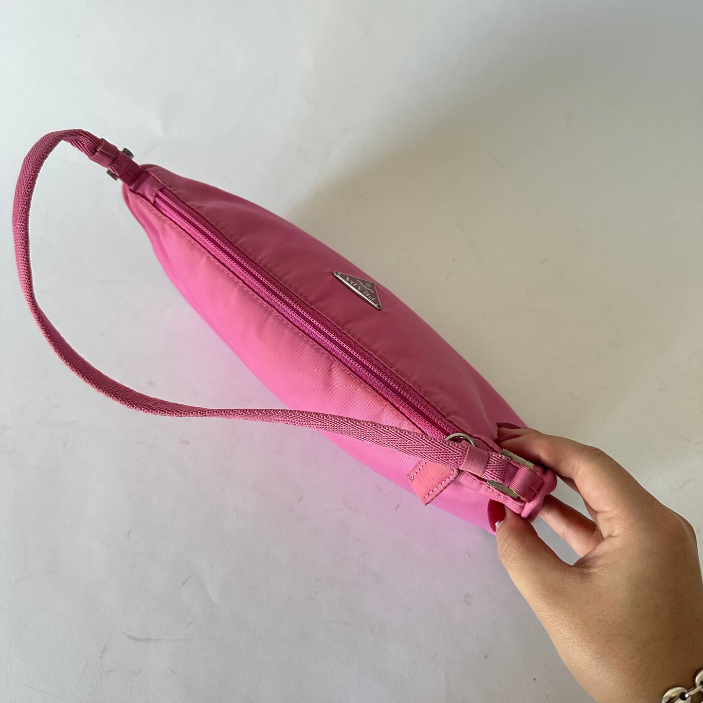 Prada Pink Nylon Pochette Bag