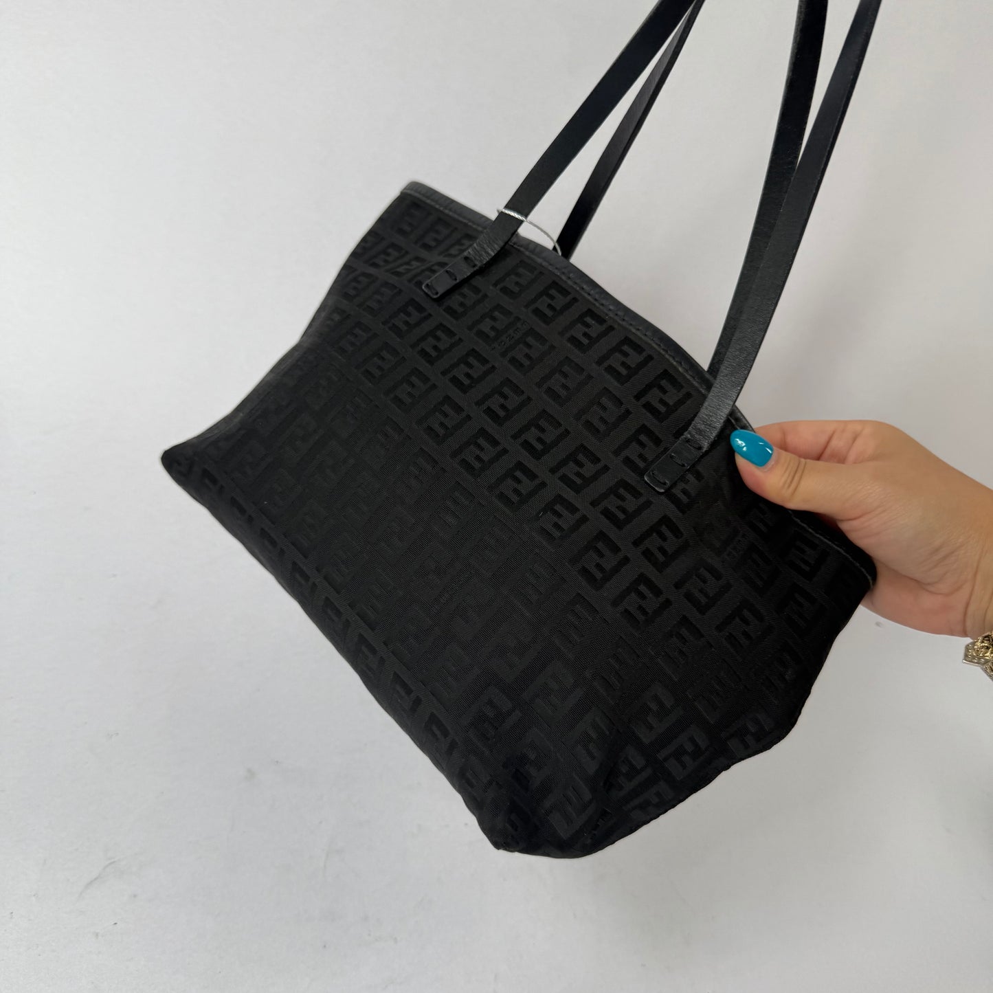 Fendi Black Zucchino Canvas Small Tote Bag