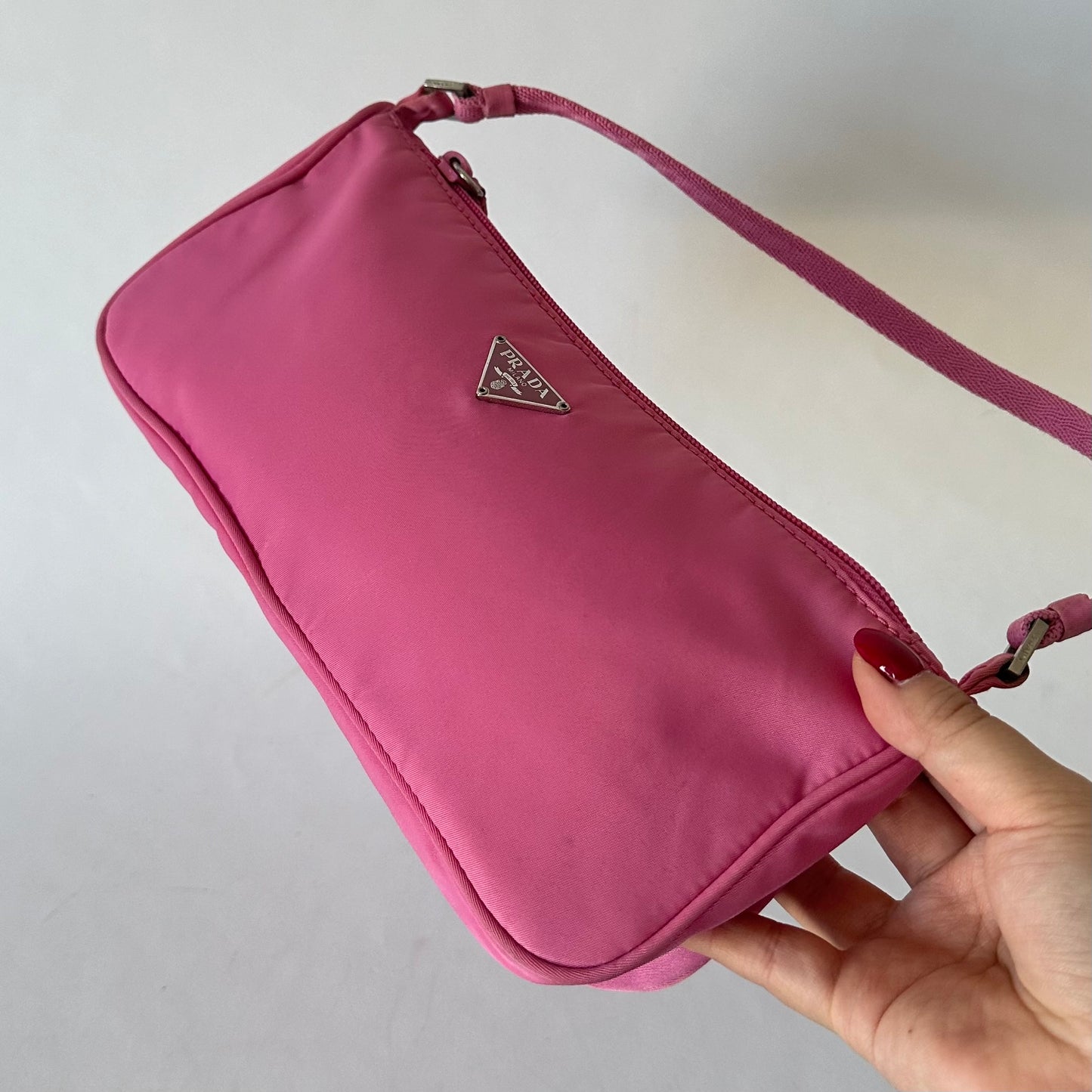 Prada Pink Nylon Pochette Bag